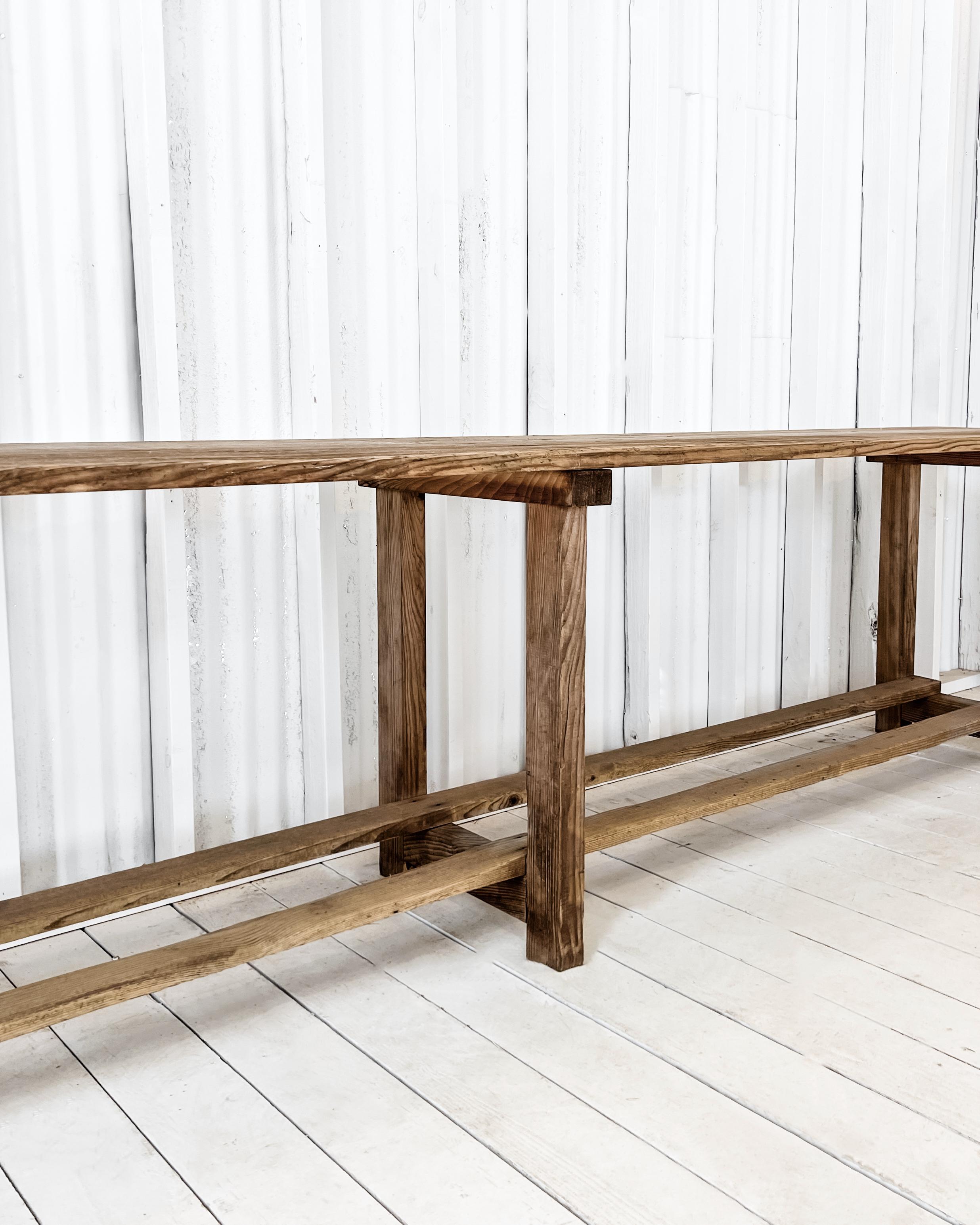 Natural Wood Rustic French Console Table 12