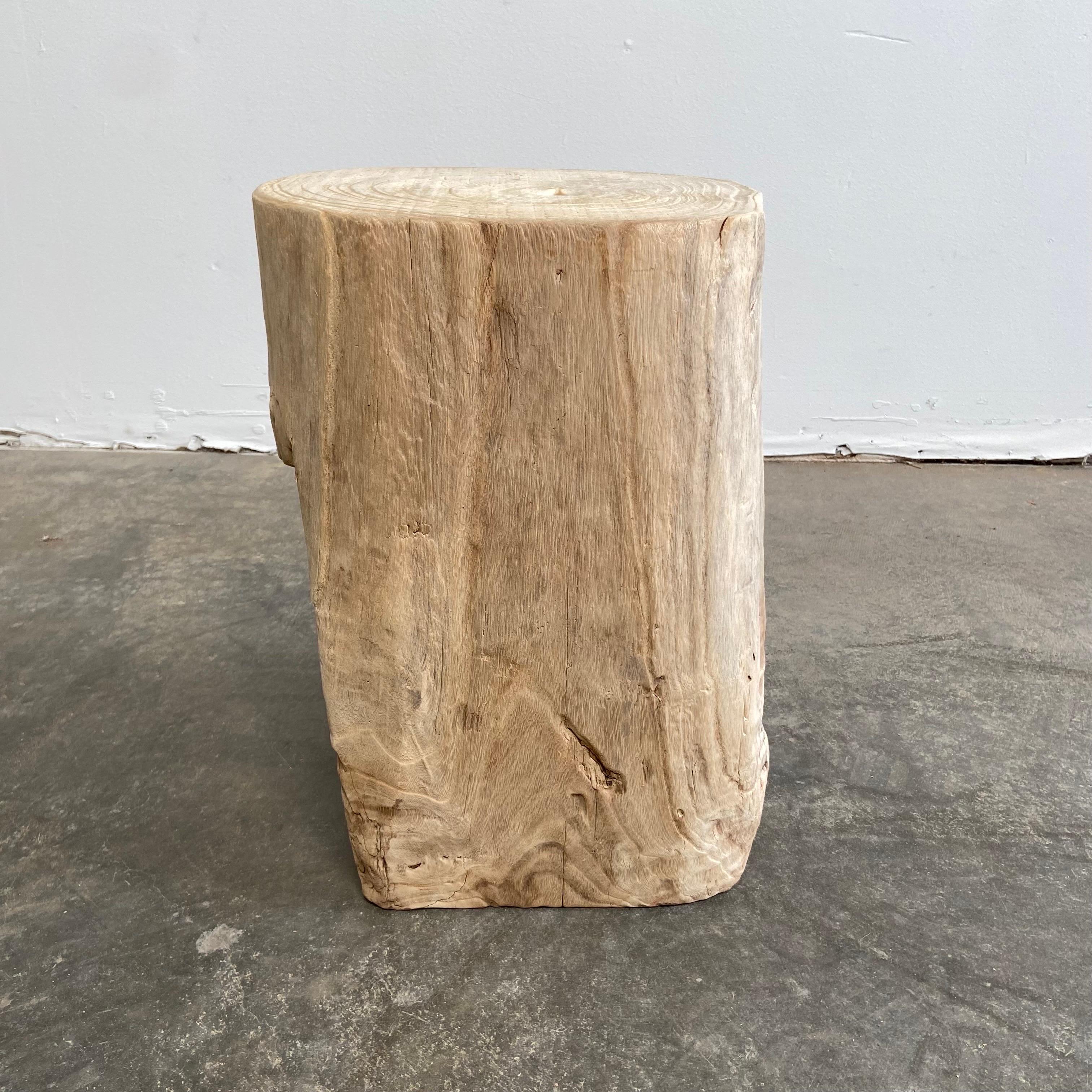 Contemporary Natural Wood Side Table or Stool