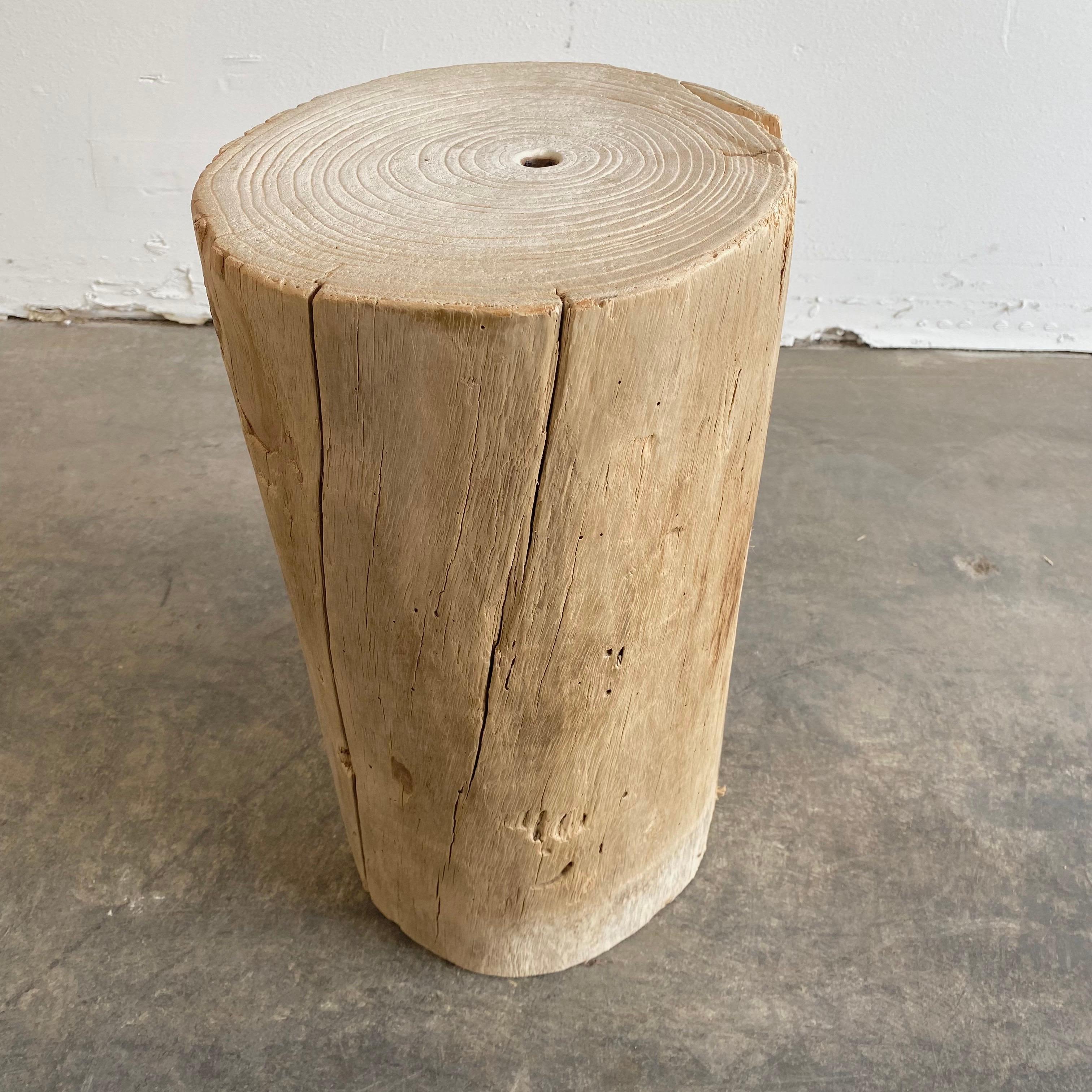 Contemporary Natural Wood Side Table Stump Rustic Style