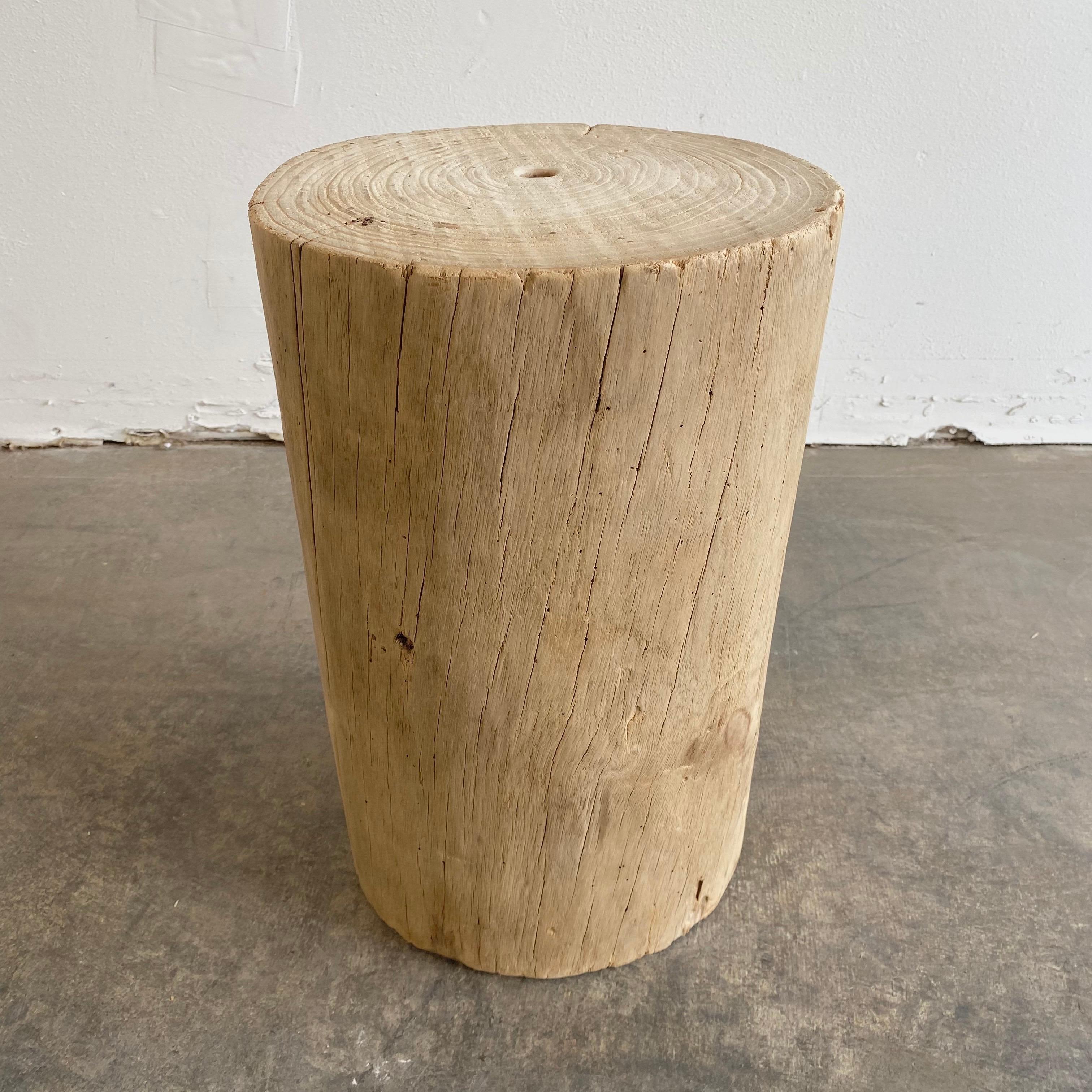 Natural Wood Side Table Stump Wabi Sabi In Distressed Condition In Brea, CA