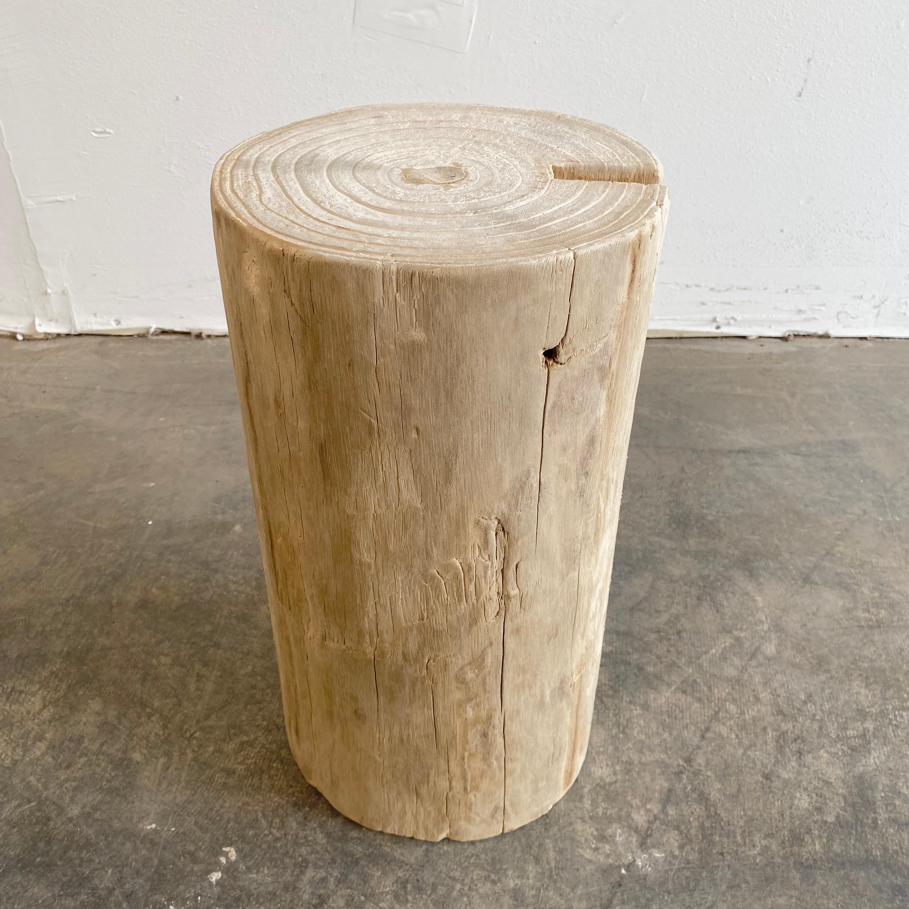 Contemporary Natural Wood Side Table Stump Wabi Sabi