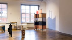 Natural Wood Spatial Screen Partition, Room Divider with Shelves by Rive Roshan