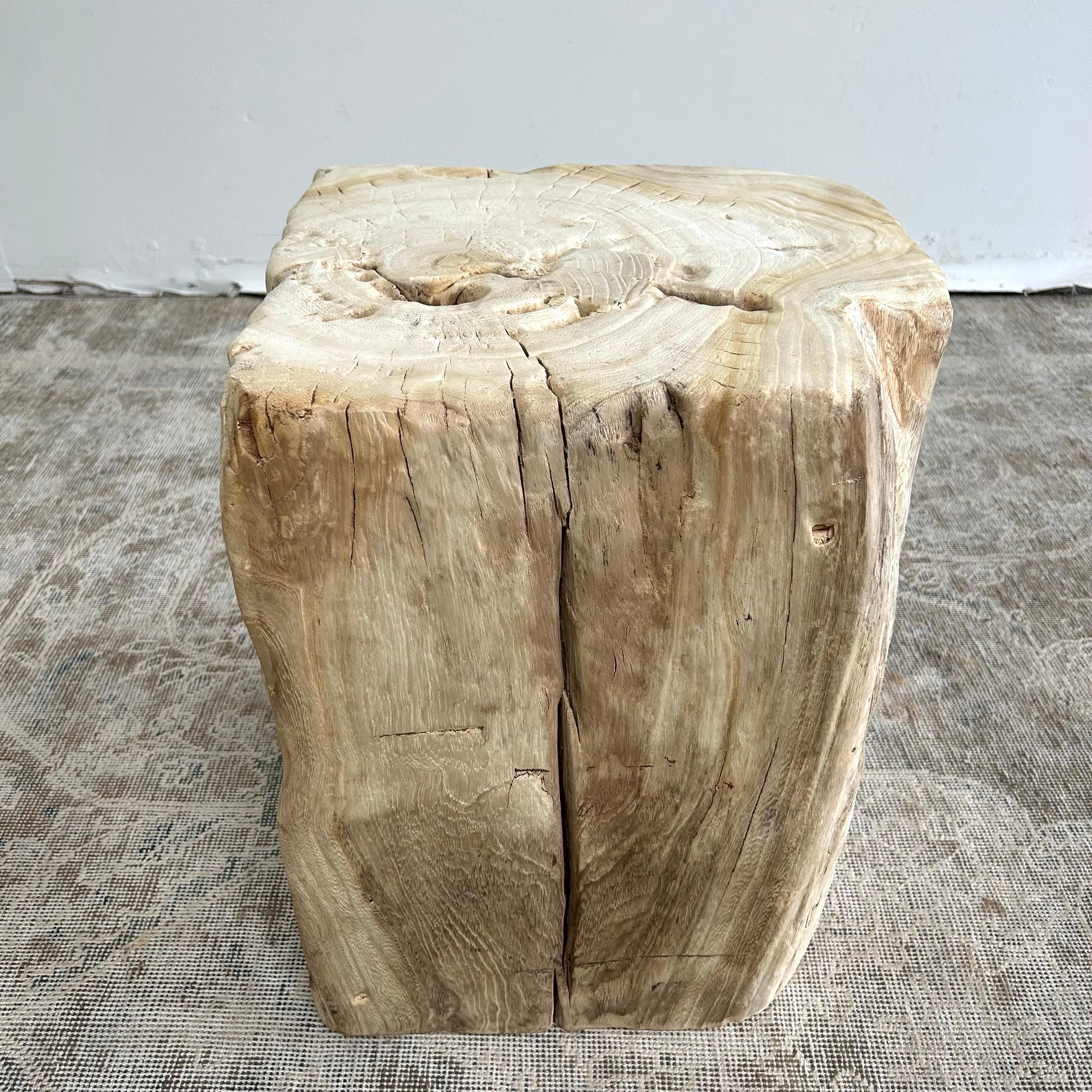 Natural wood side table stump. Beautiful solid stump, great for use as a side table, drink table, or bath. A great architectural accent for any room. This stump has very unique characteristics, grooves, and movement. Solid sturdy, ready for daily