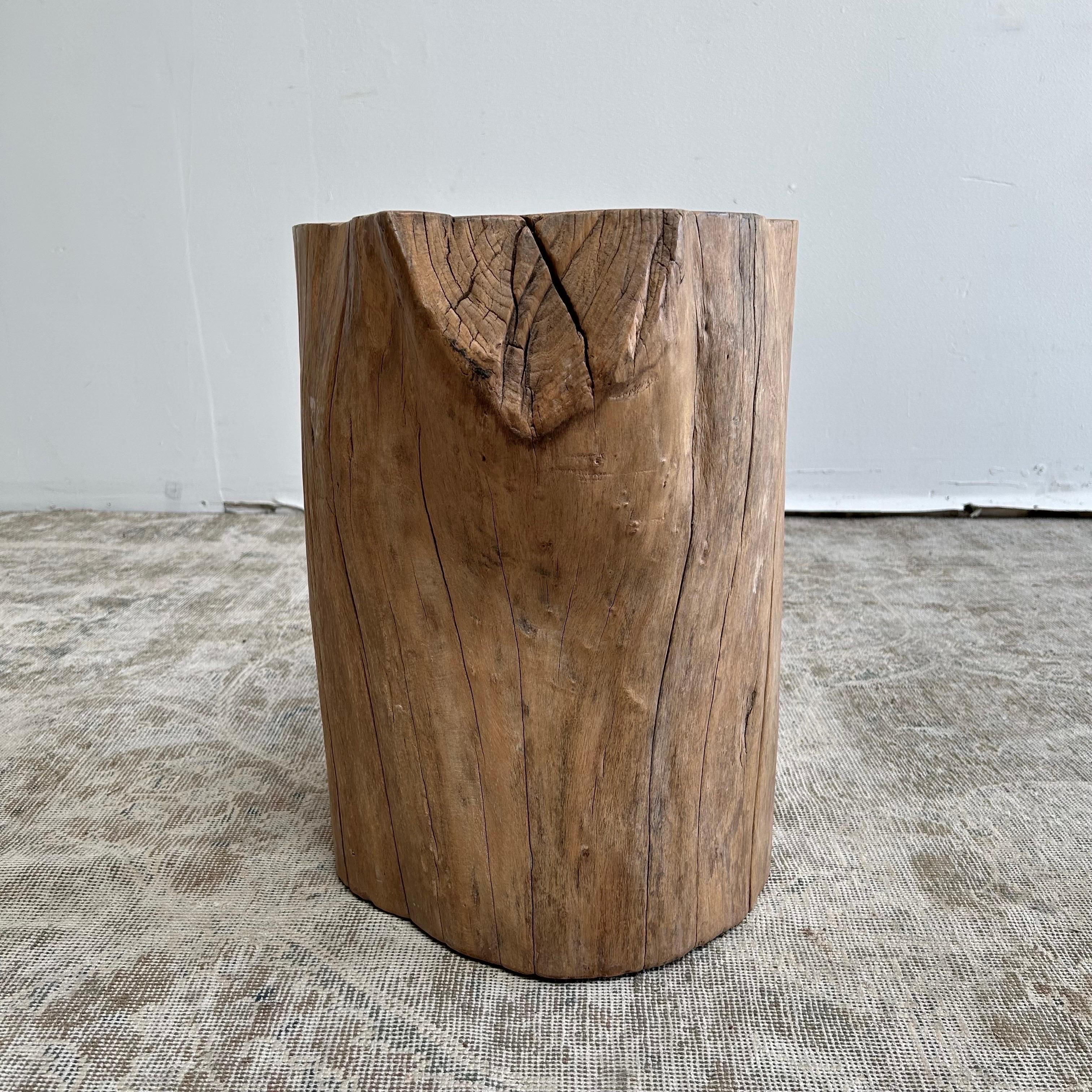 reclaimed wood stump table