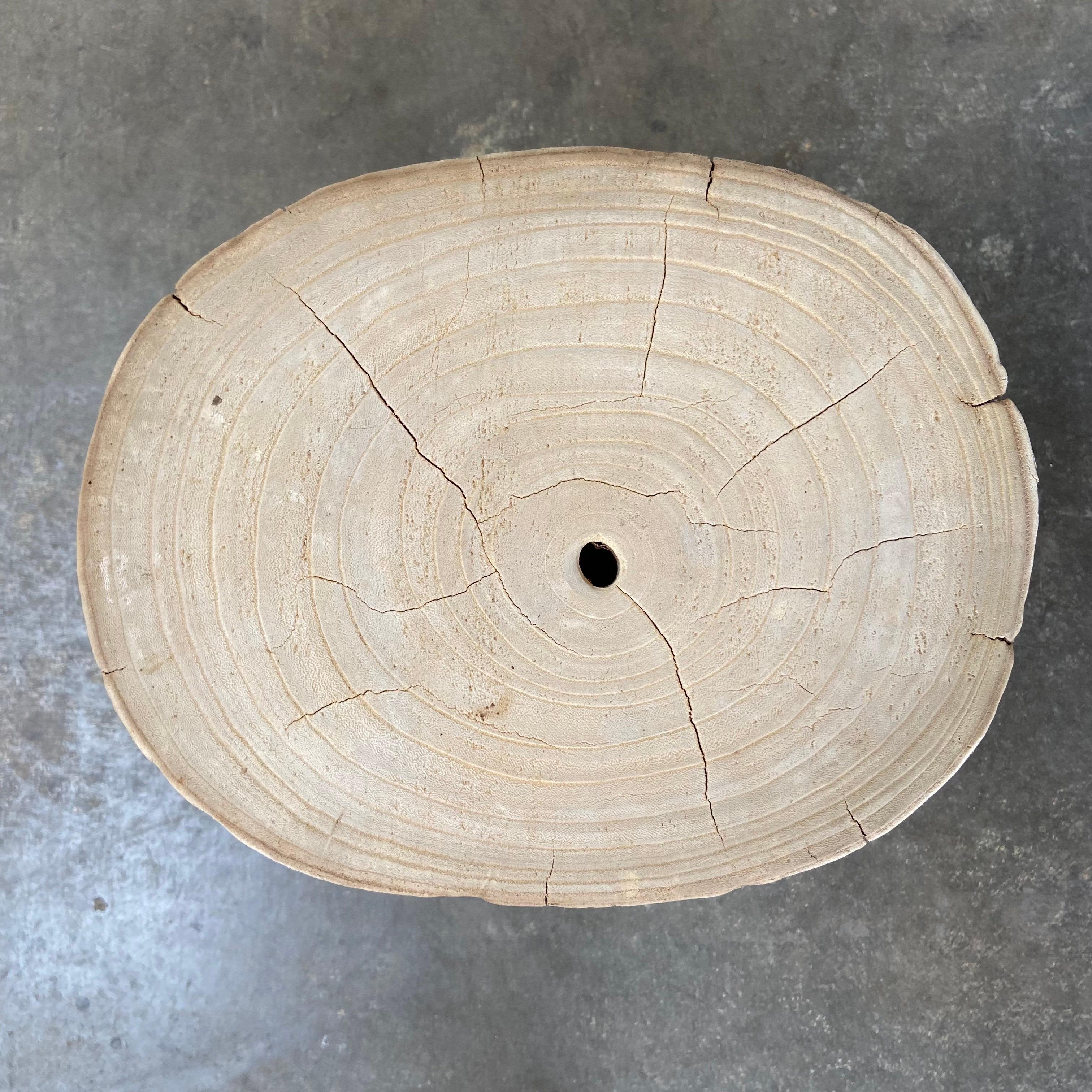 Contemporary Natural Wood Stump Side Table or Stool