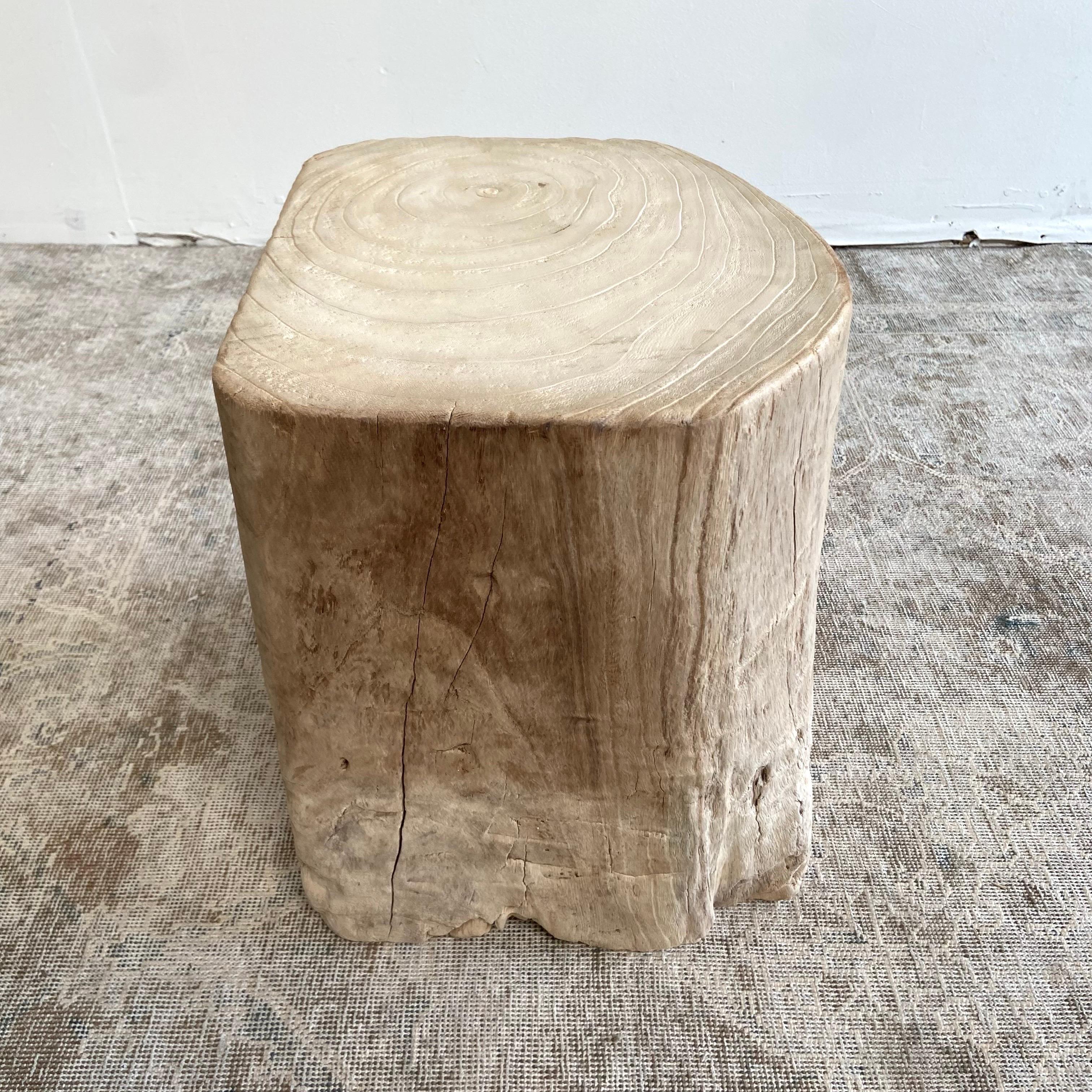 20th Century Natural Wood Stump Side Table or Stool