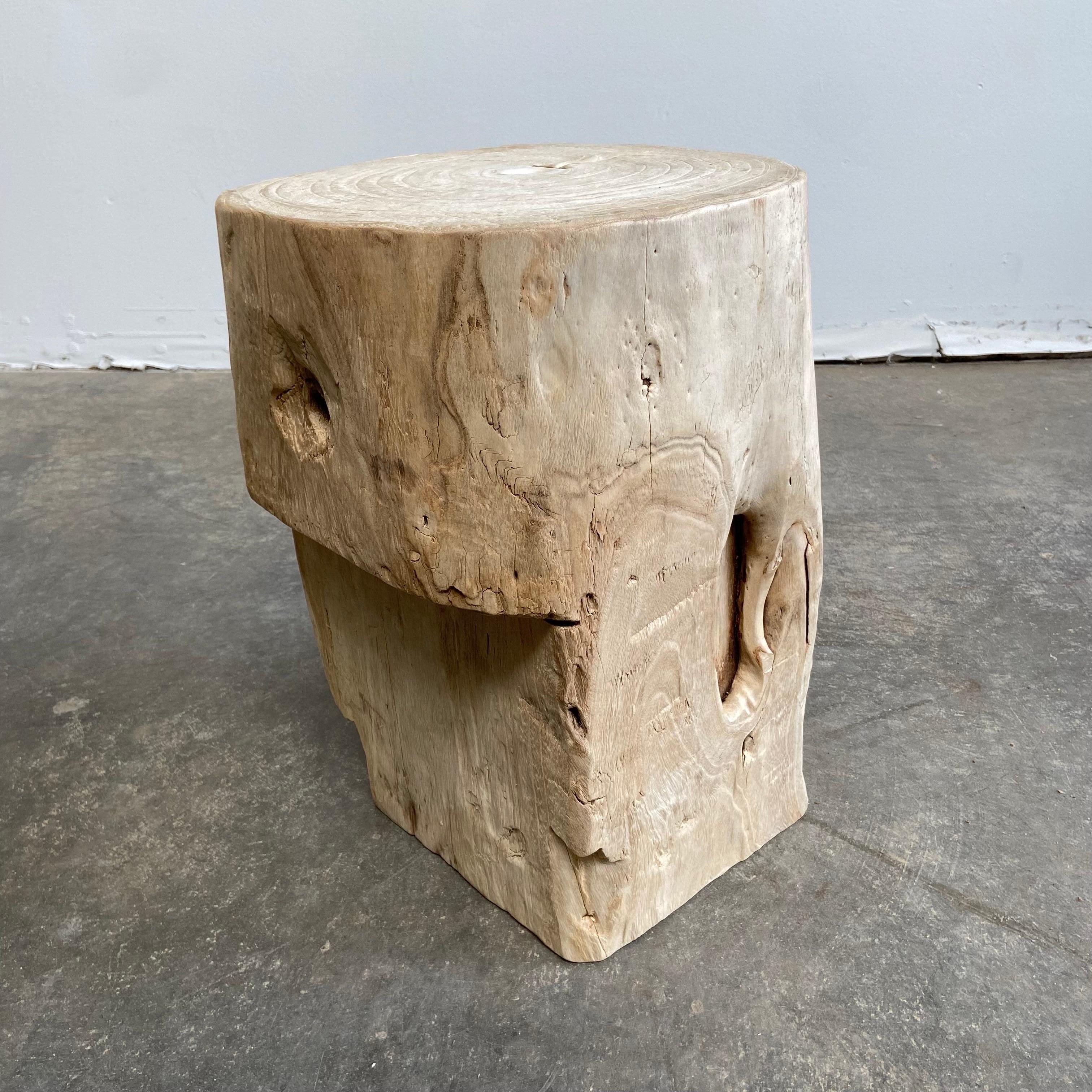 Contemporary Natural Wood Stump Side Table or Stool