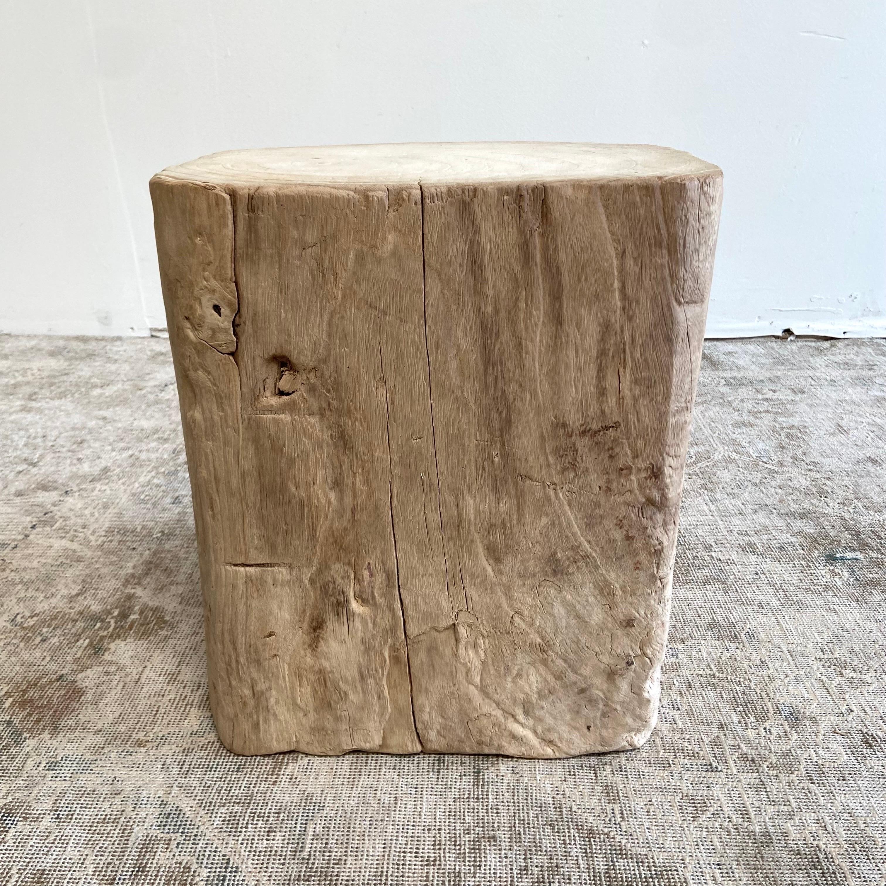 Elm Natural Wood Stump Side Table or Stool