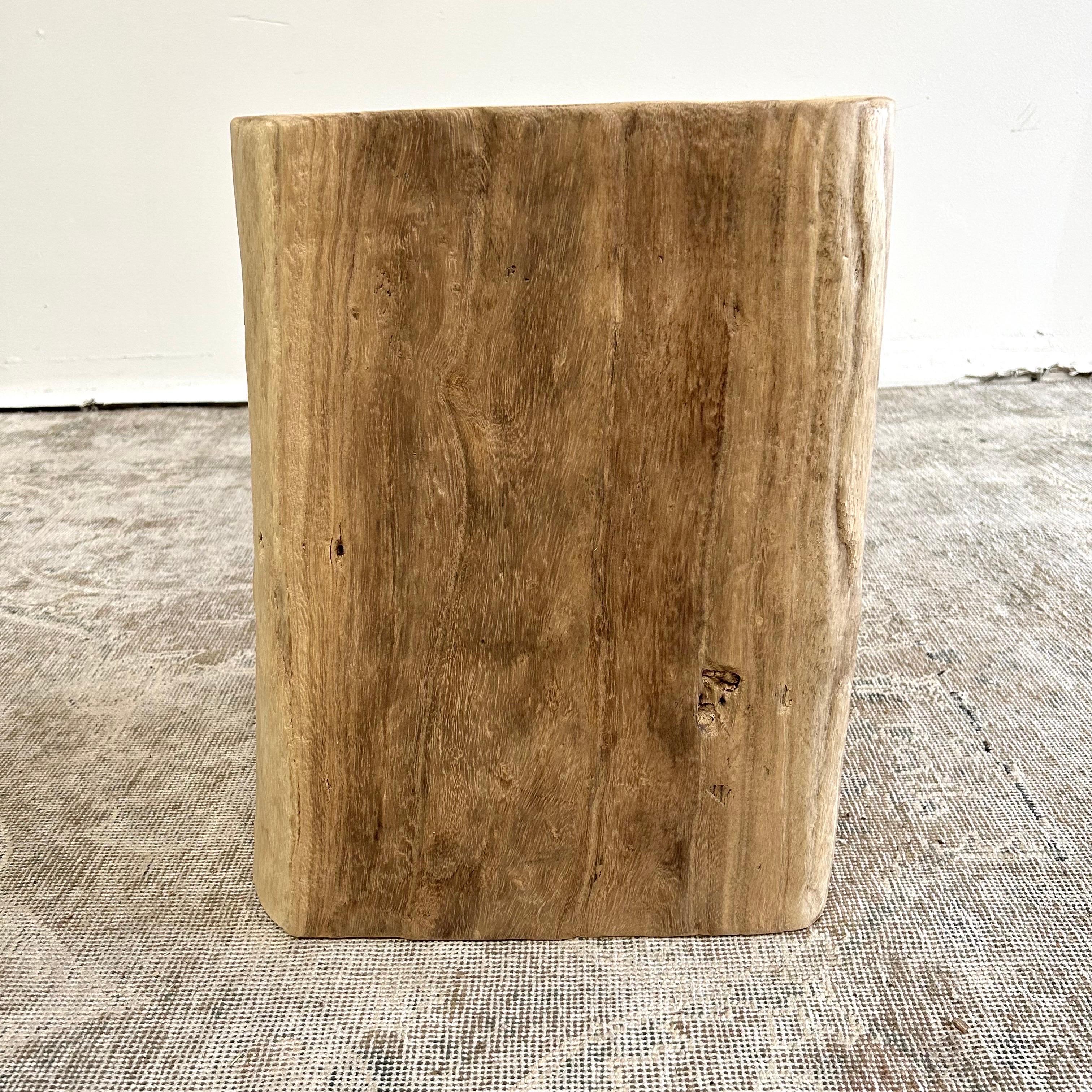 Elm Natural Wood Stump Side Table or Stool For Sale
