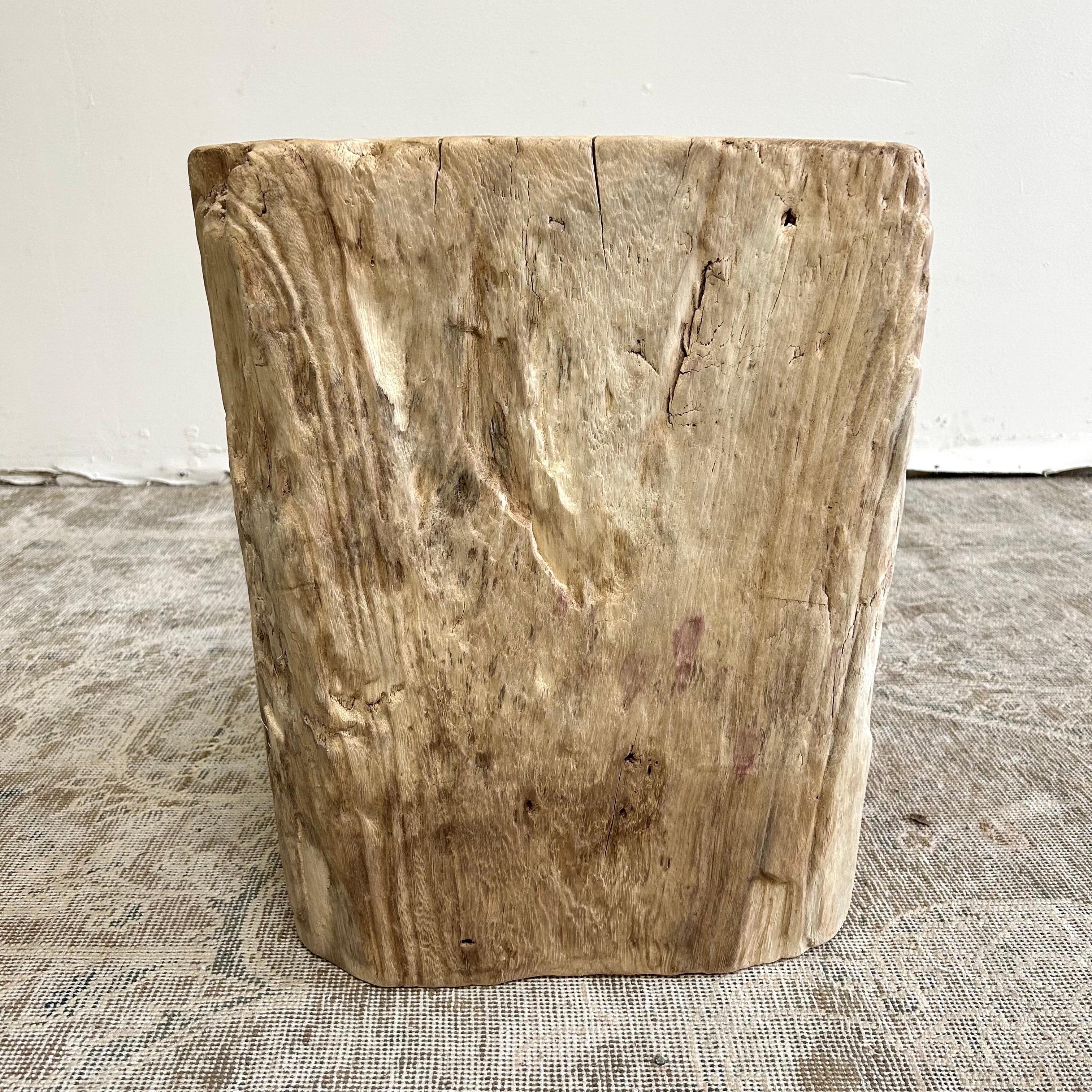 Elm Natural Wood Stump Side Table or Stool