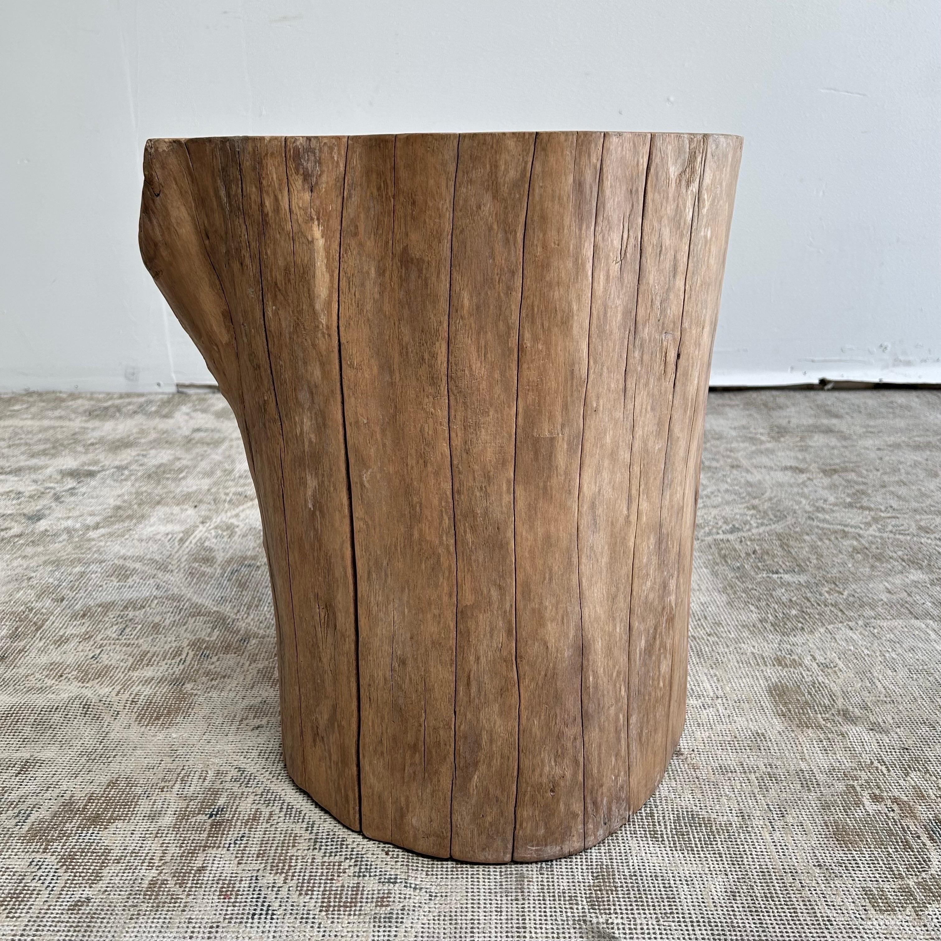 Contemporary Natural Wood Stump Side Table or Stool