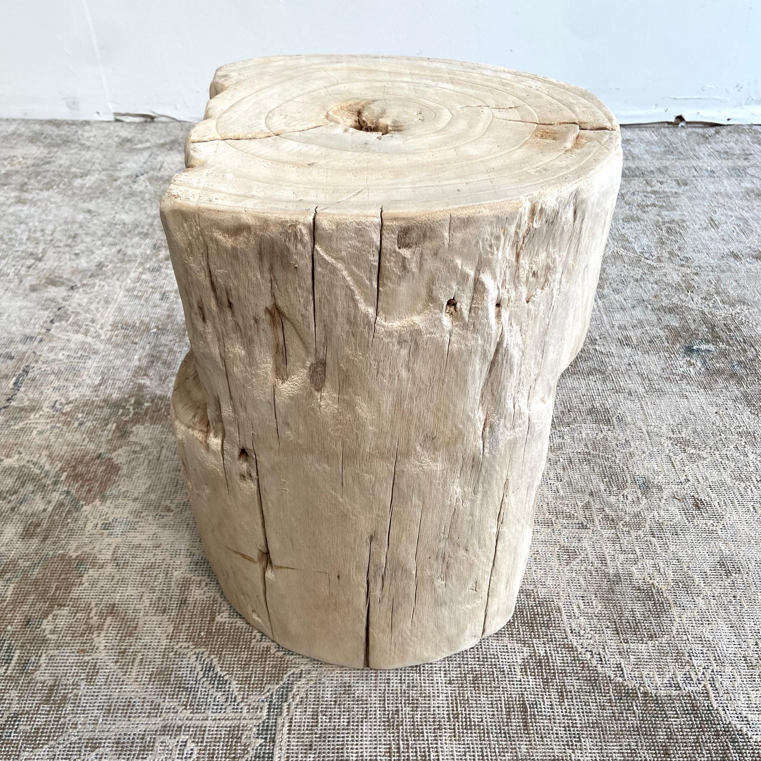 Elm Natural Wood Stump Side Table or Stool For Sale