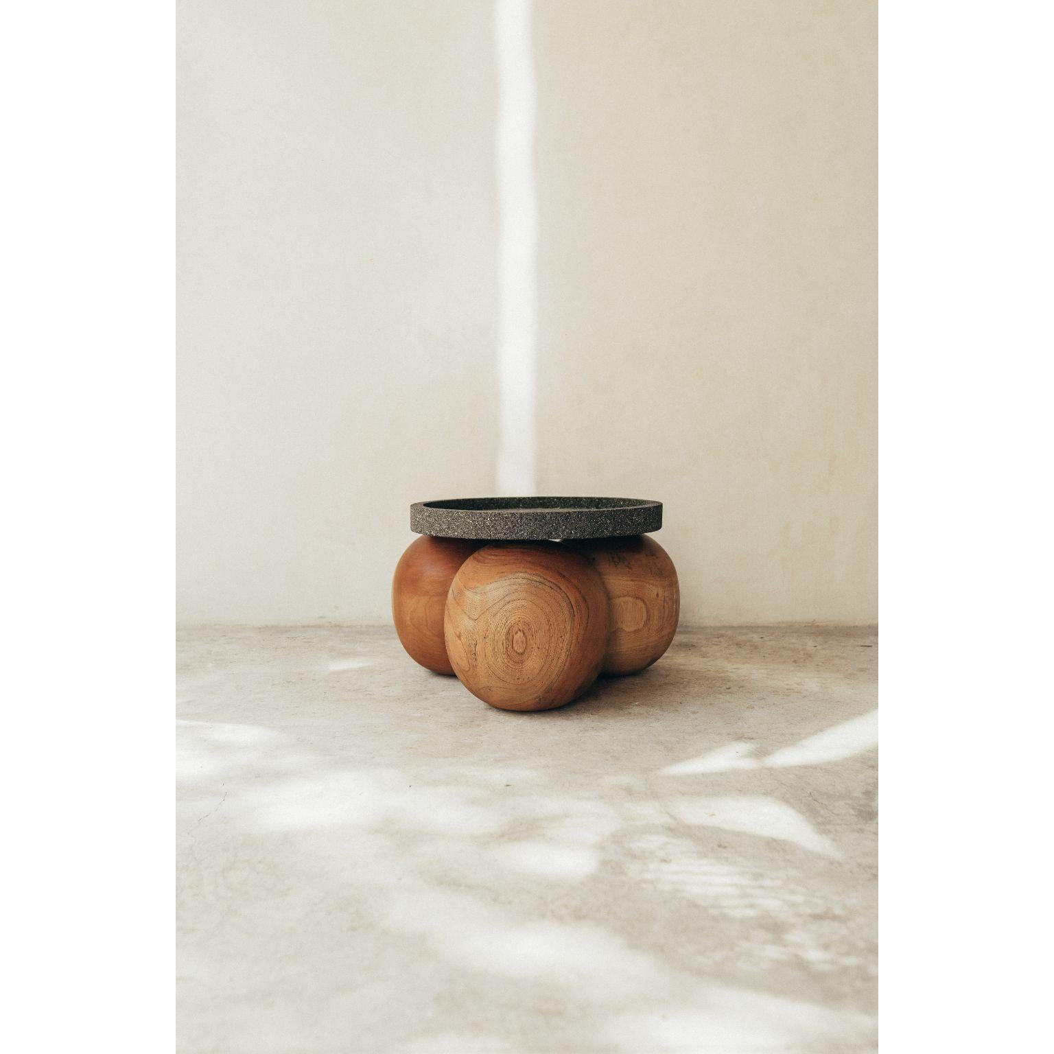 Natural Wooden Balls Table with Volcanic Stone Cover by Daniel Orozco For Sale 1