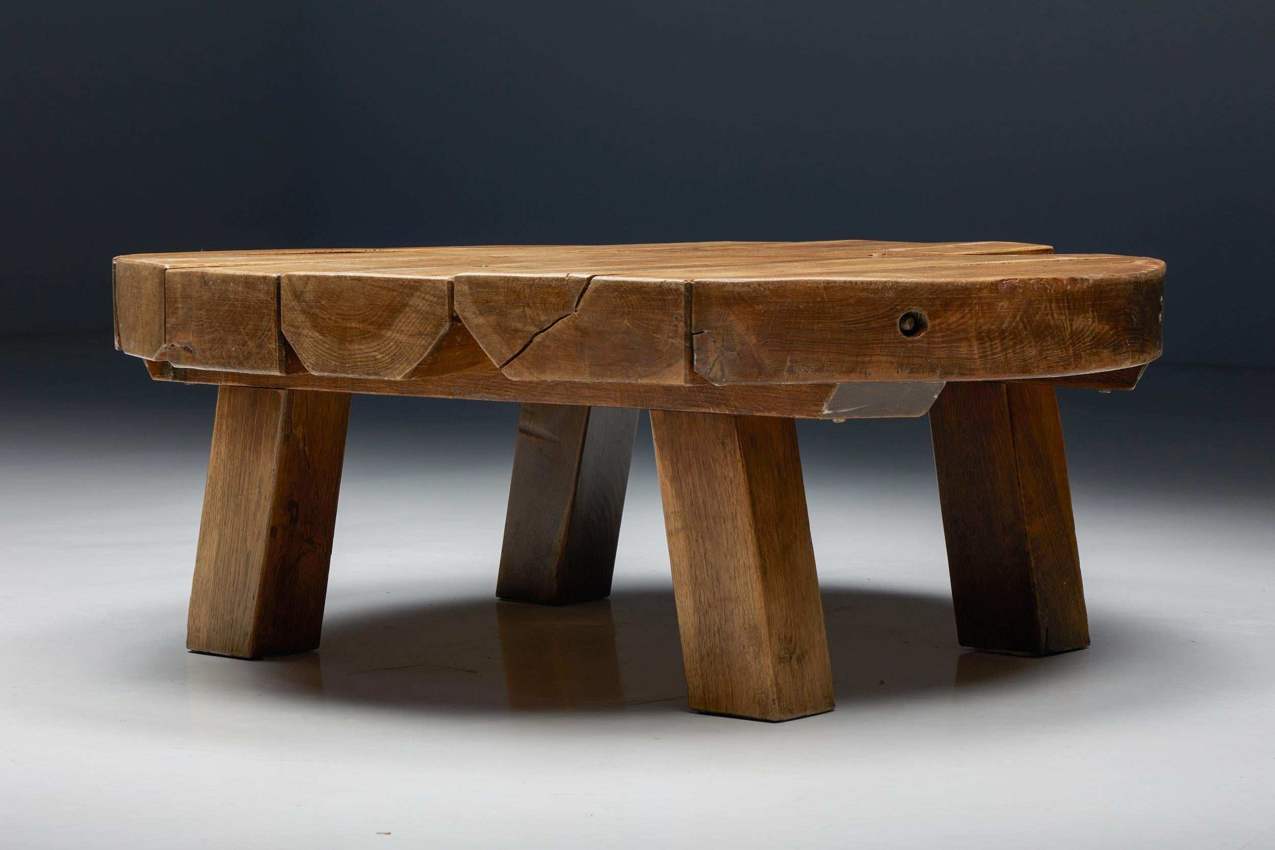 low round wooden coffee table