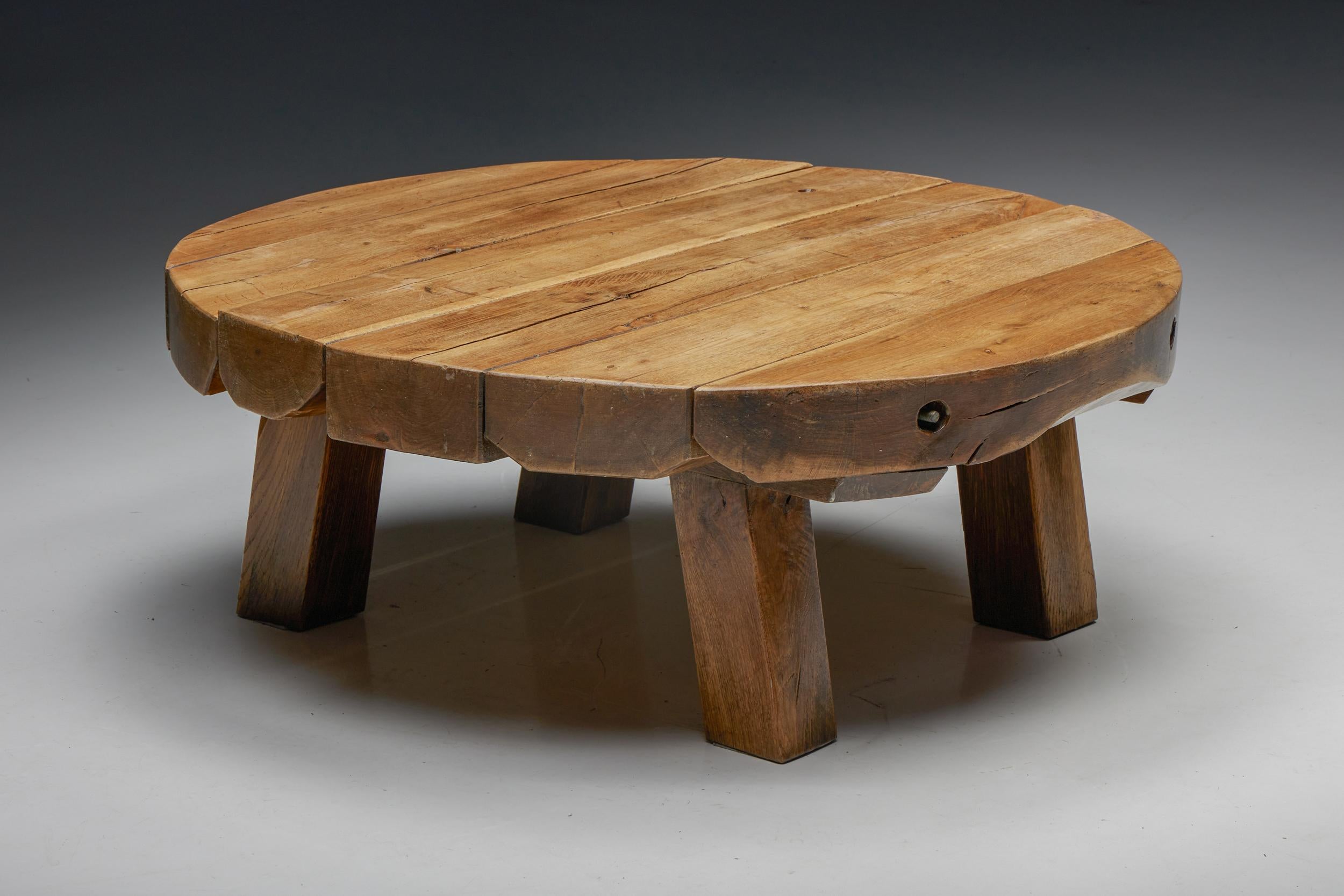 French Natural Wooden Coffee Table, France, 1950s For Sale