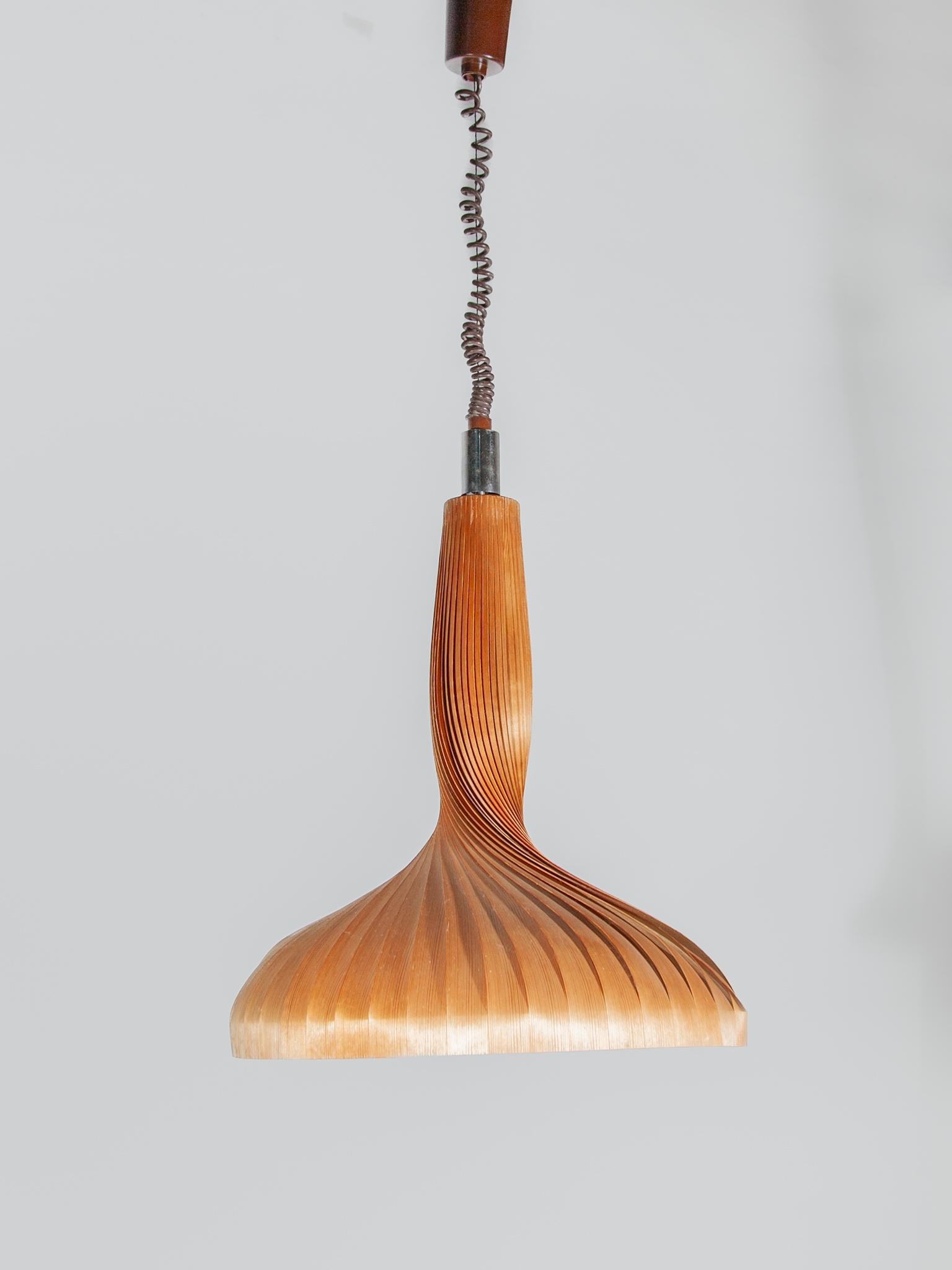 Mid-Century Modern Natural Wooden Lamp by Hans-Agne Jakobsson for AB Ellysett Markaryd, Sweden. For Sale