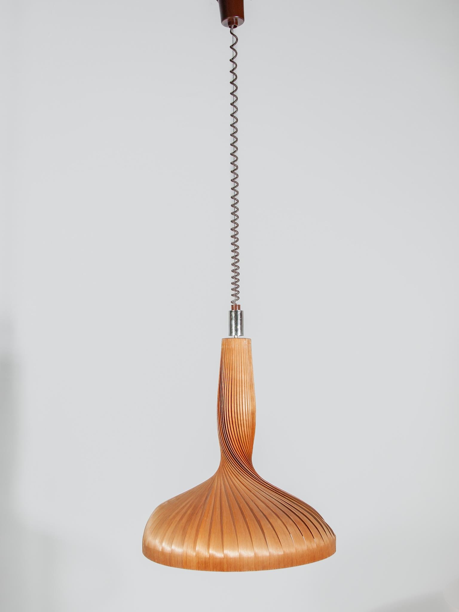 Hand-Crafted Natural Wooden Lamp by Hans-Agne Jakobsson for AB Ellysett Markaryd, Sweden. For Sale