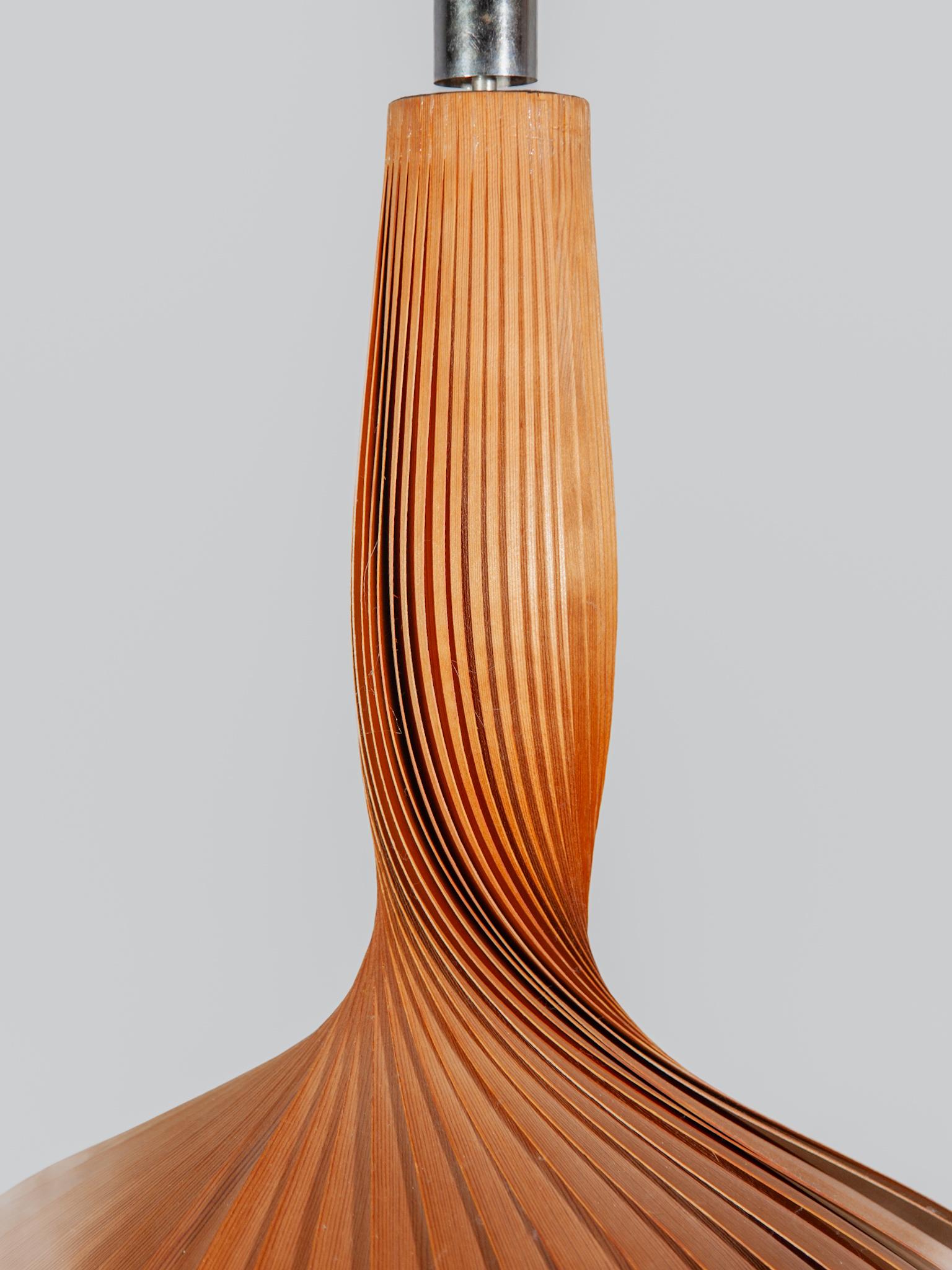 Mid-20th Century Natural Wooden Lamp by Hans-Agne Jakobsson for AB Ellysett Markaryd, Sweden. For Sale