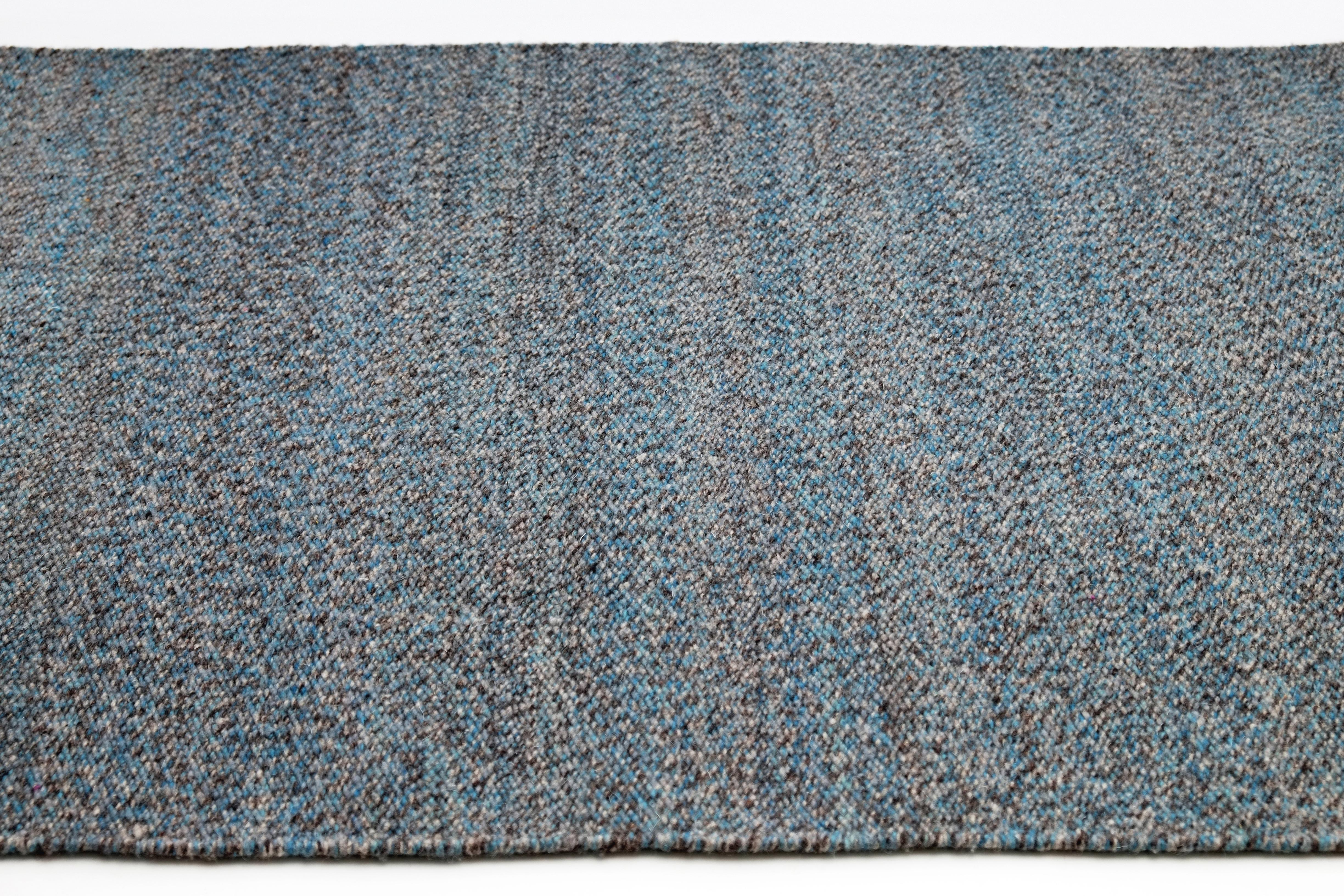 Contemporary Natural Wool Mat Handmade in Pedal Loom For Sale