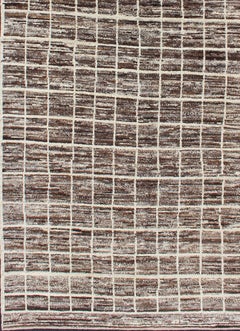 Keivan Woven Arts Modern Rug in Brown and Ivory  5' 3 x 10 '9