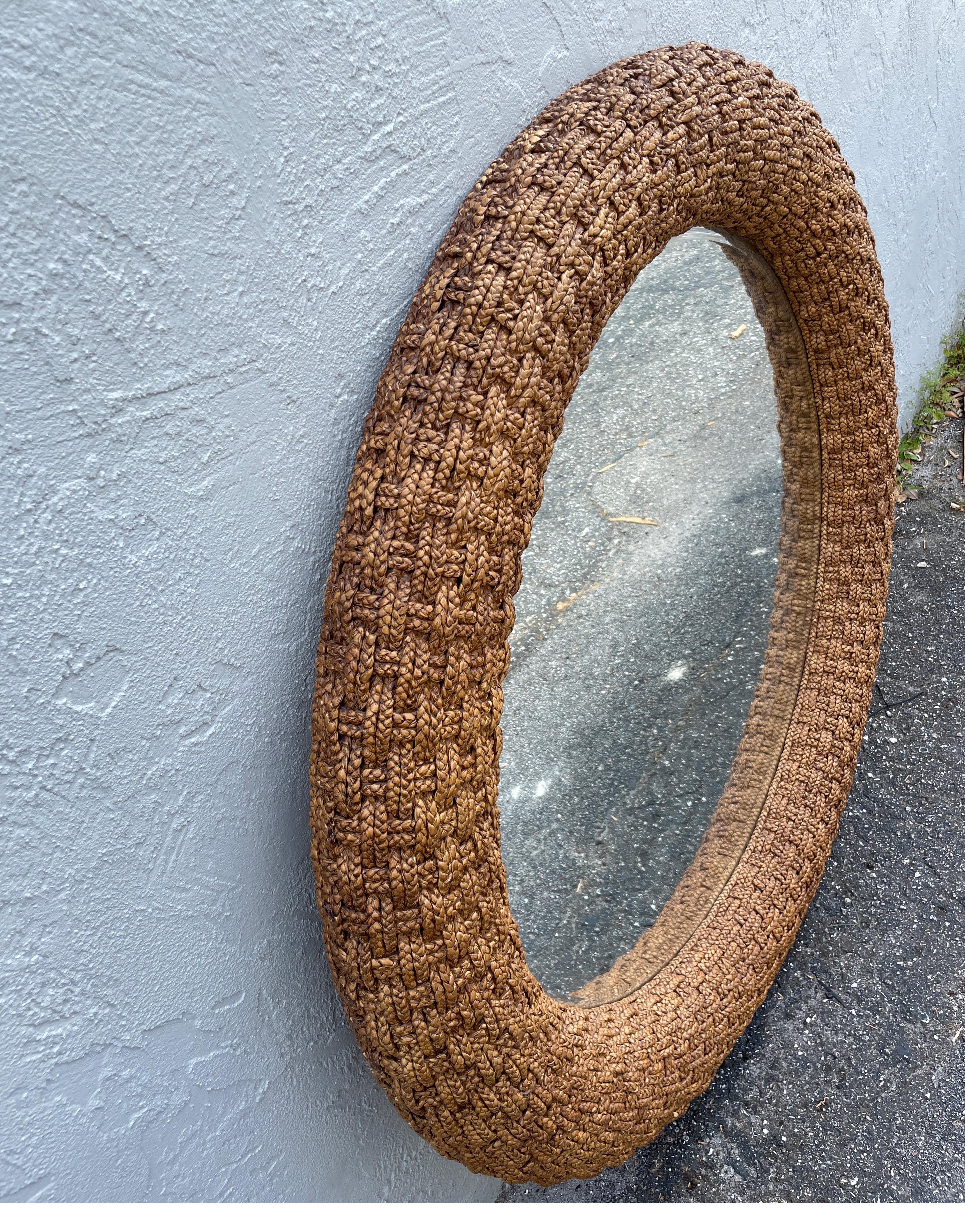 Jonc de mer Miroir jonc de mer tissé naturel en vente