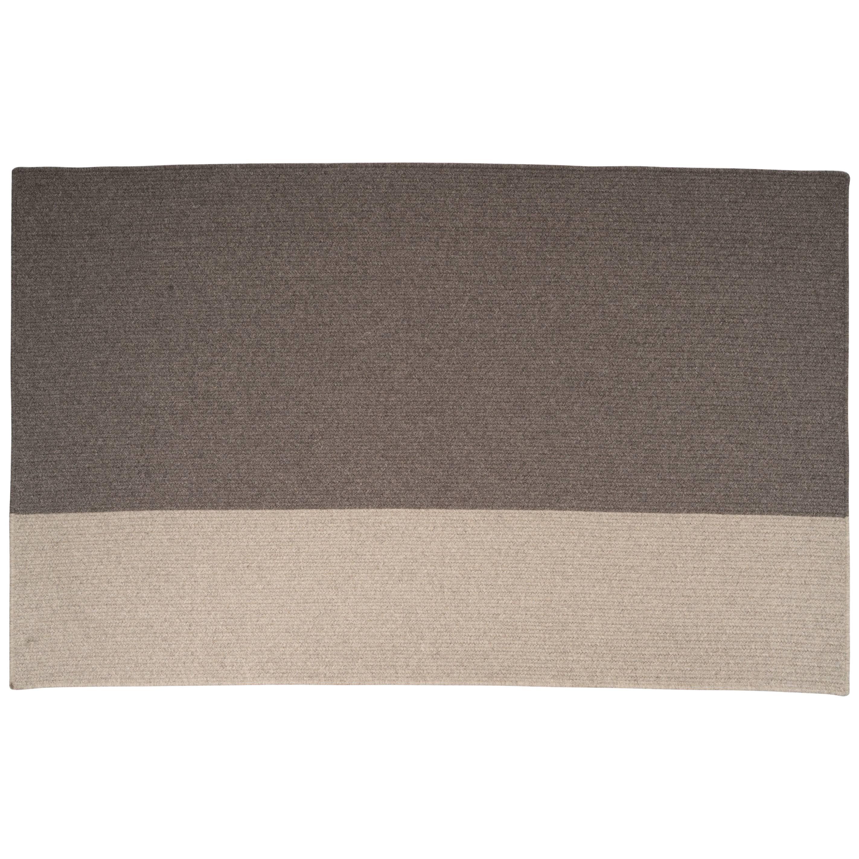 Natural Woven Wool 'Balance' Rug in Grey, Reversible, Custom Made in the USA  For Sale