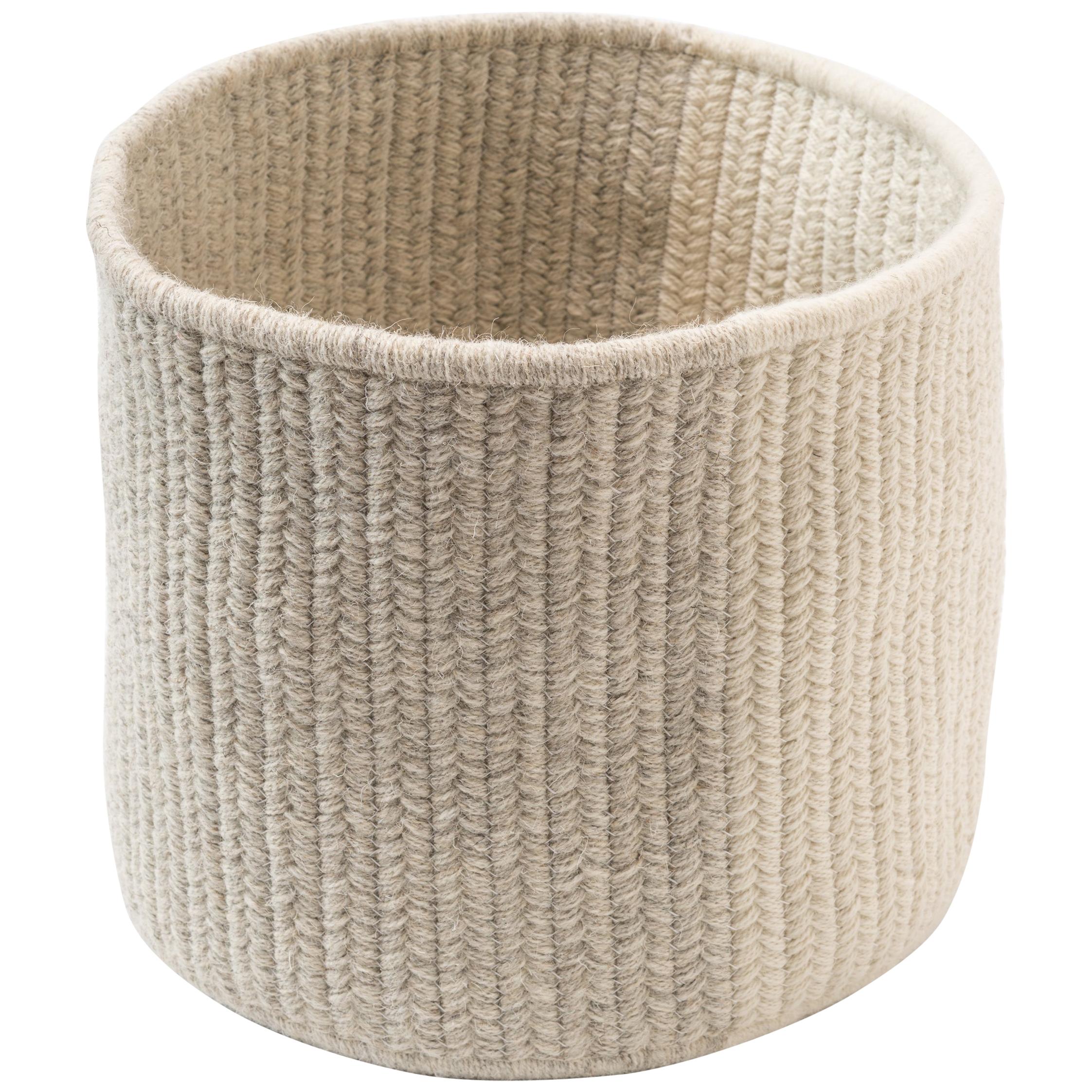 Balance Wool Basket in Light Grey and Cream Custom Woven in the USA im Angebot