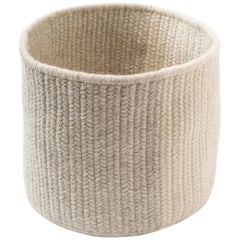 Balance Wool Basket in Light Grey and Cream Custom Woven in the USA