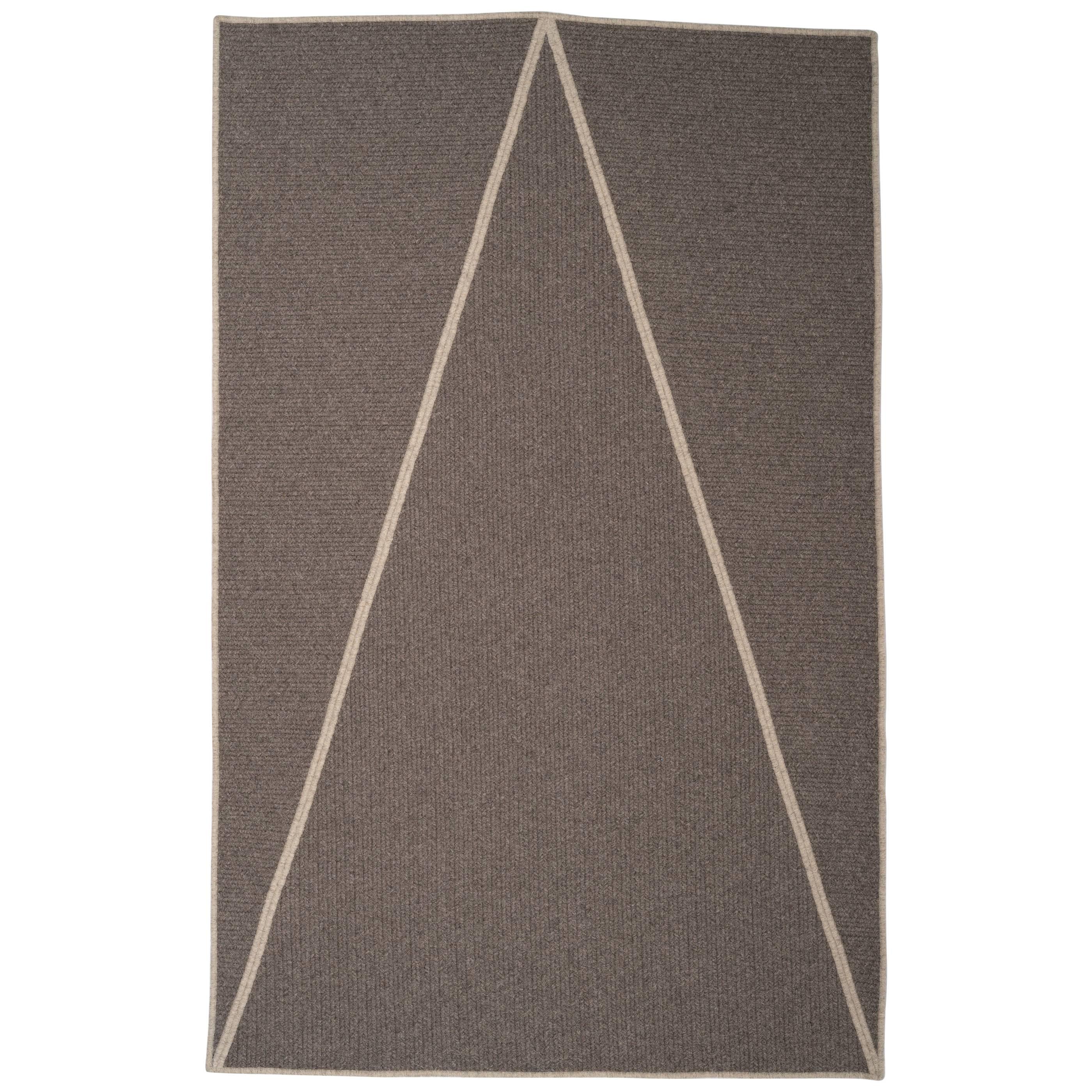 Natural Woven Wool 'Point' Rug in Dark Grey, Reversible, Custom Made in the USA For Sale