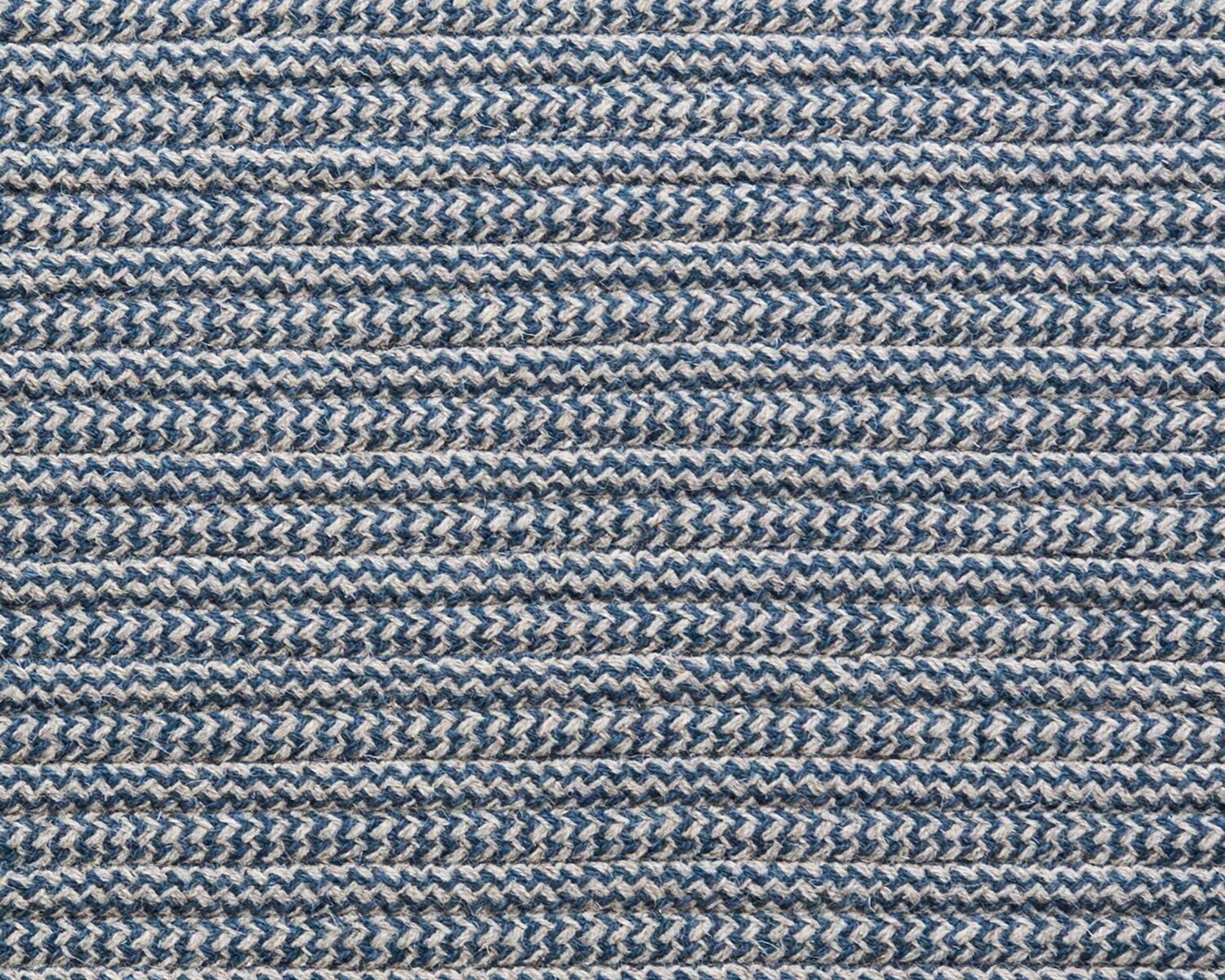 Our Franco wool rug in blue is created by alternating styles of cable-woven braid. Textured variations occur by combining blue wool blend with a neutral base of light grey natural un-dyed wool. Designed in the Thayer Design Studio (Best of Houzz