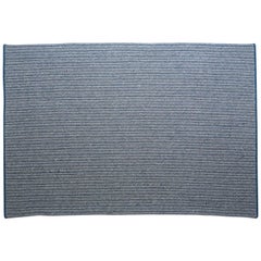 Natural Woven Wool Rug in Blue and Custom Crafted in the USA, Reversible, Franco