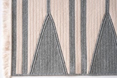 Natural Woven Wool Rug in Blue is Custom Crafted in the USA, Reversible, Aya