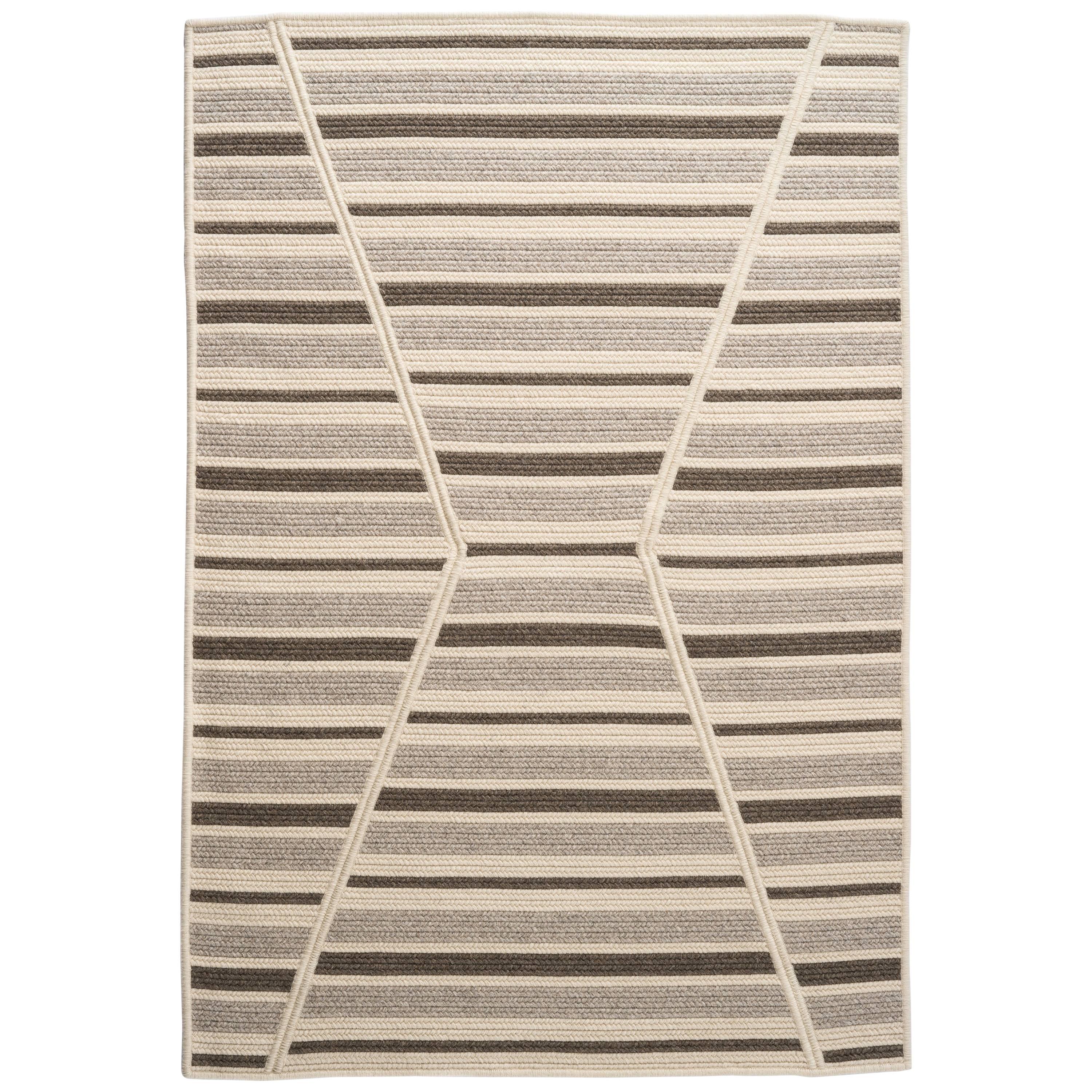 Natural Woven Wool Rug in Grey Cream, Custom Crafted in USA & Reversible, Sands For Sale