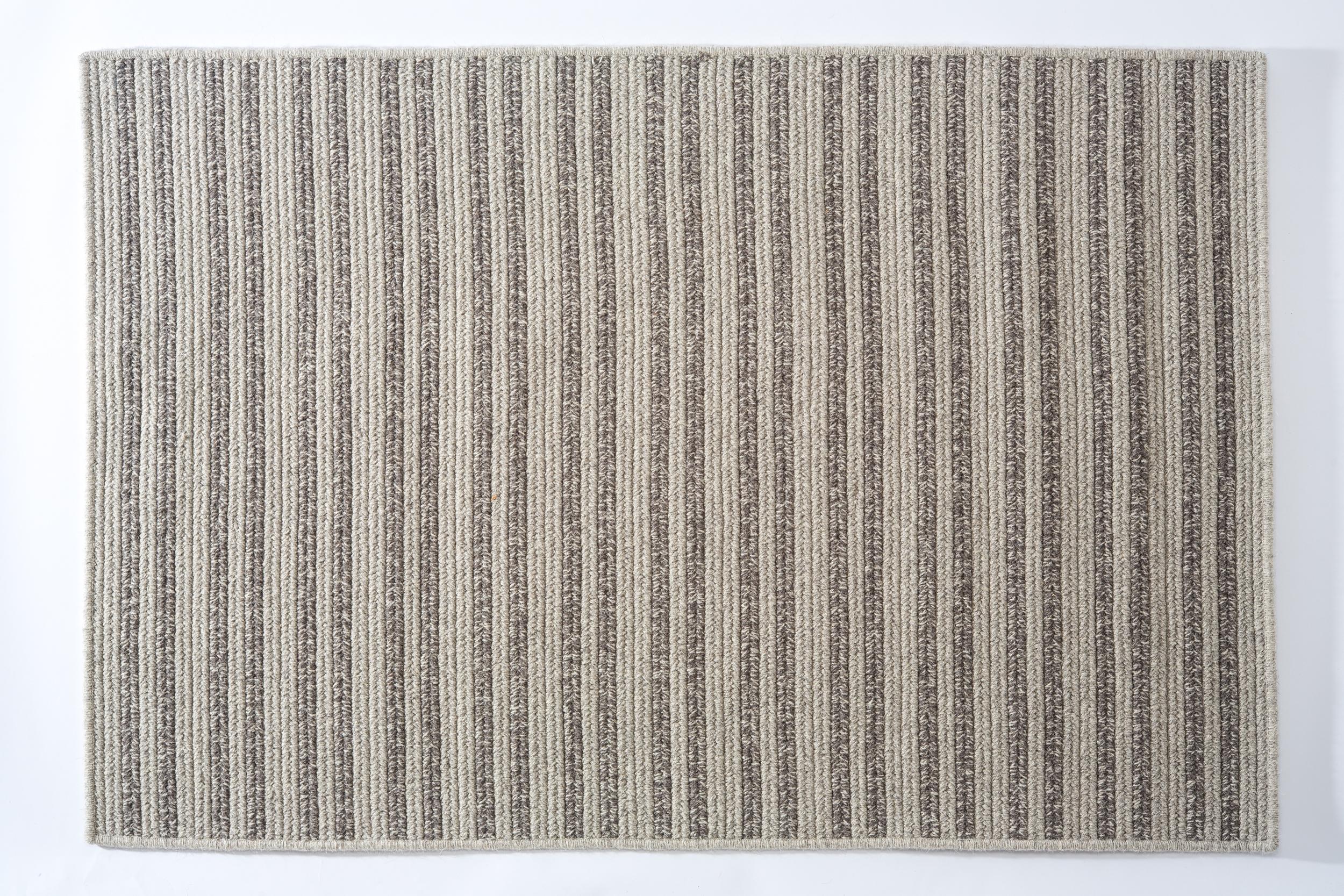 American Natural Woven Wool Rug in Light Grey is Custom Crafted in USA, Reversible, Cayo For Sale