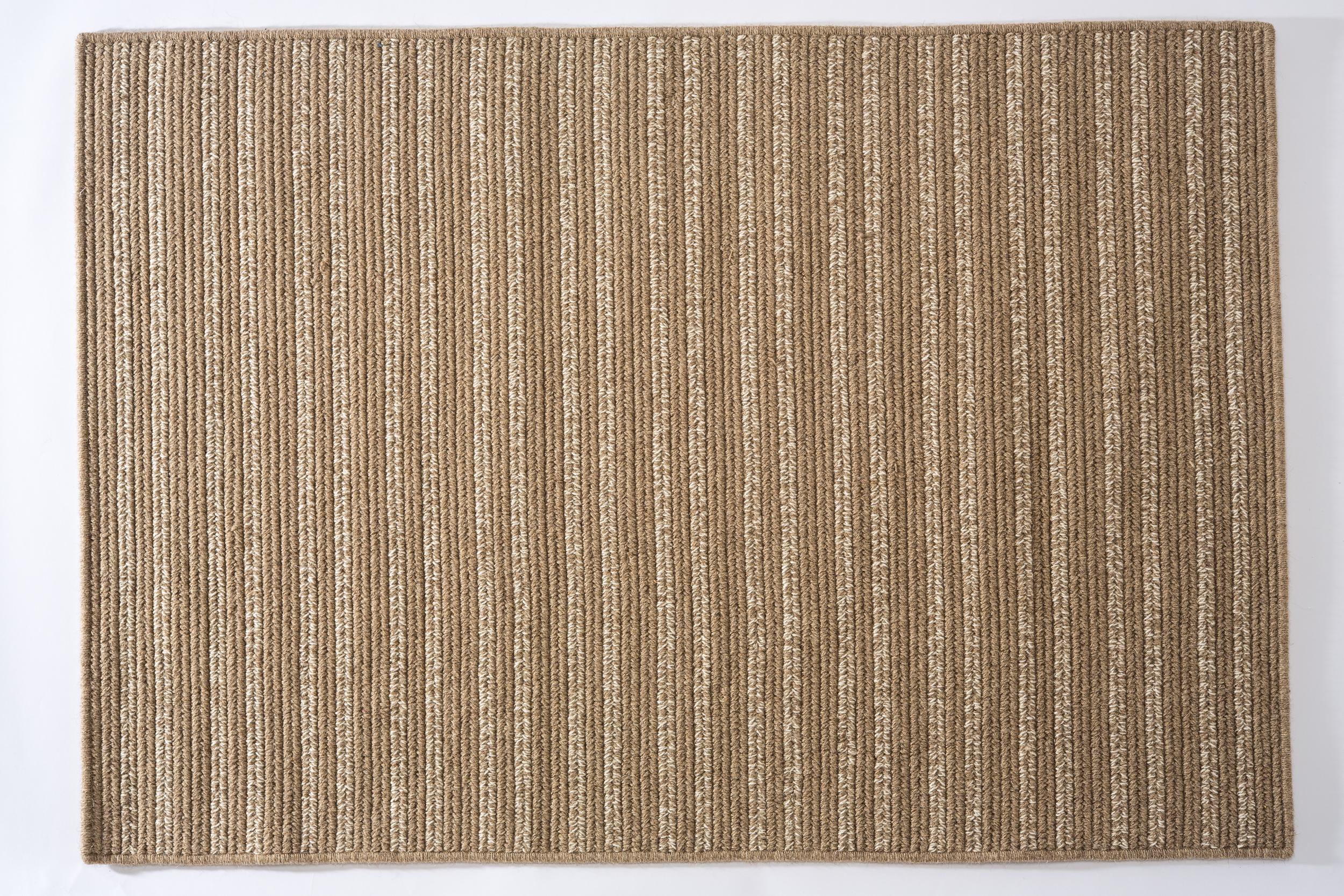 Contemporary Natural Woven Wool Rug in Light Grey is Custom Crafted in USA, Reversible, Cayo For Sale