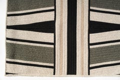 Natural Woven Wool Rug in Moss Green Black Custom Crafted in the USA, Studio