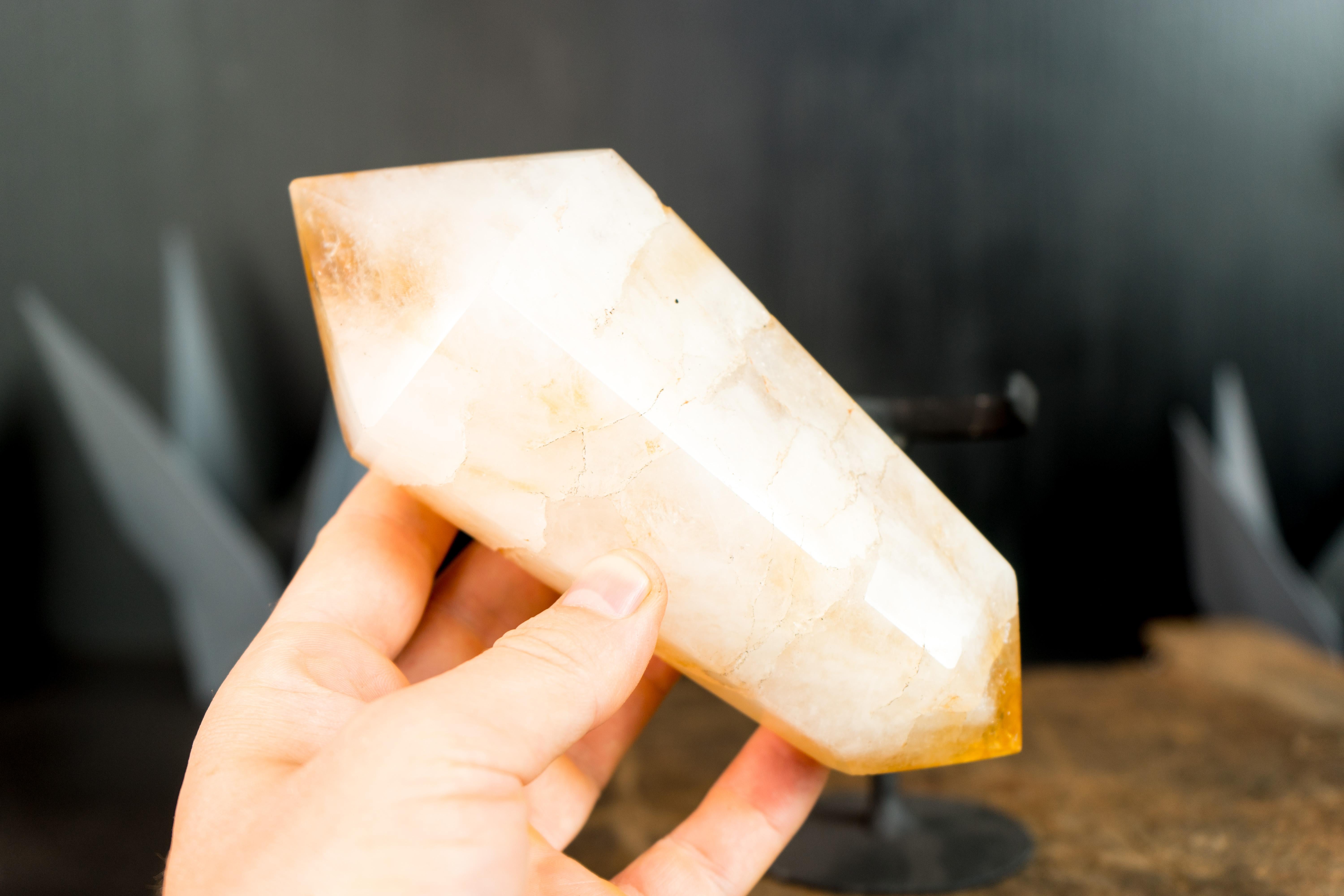 Natural X-Large Brazilian Citrine Crystal Point, Double-Terminated, On Stand  For Sale 1
