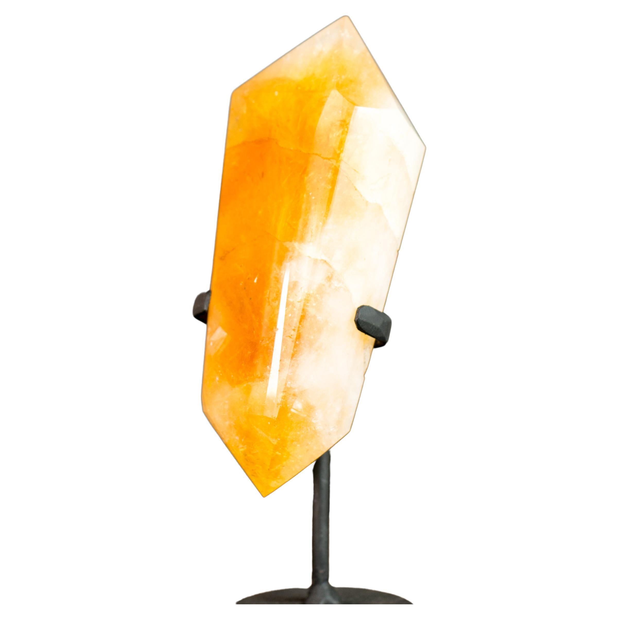 Natural X-Large Brazilian Citrine Crystal Point, Double-Terminated, On Stand  For Sale