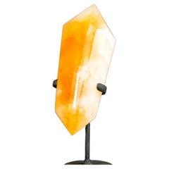 Natural X-Large Brazilian Citrine Crystal Point, Double-Terminated, On Stand 