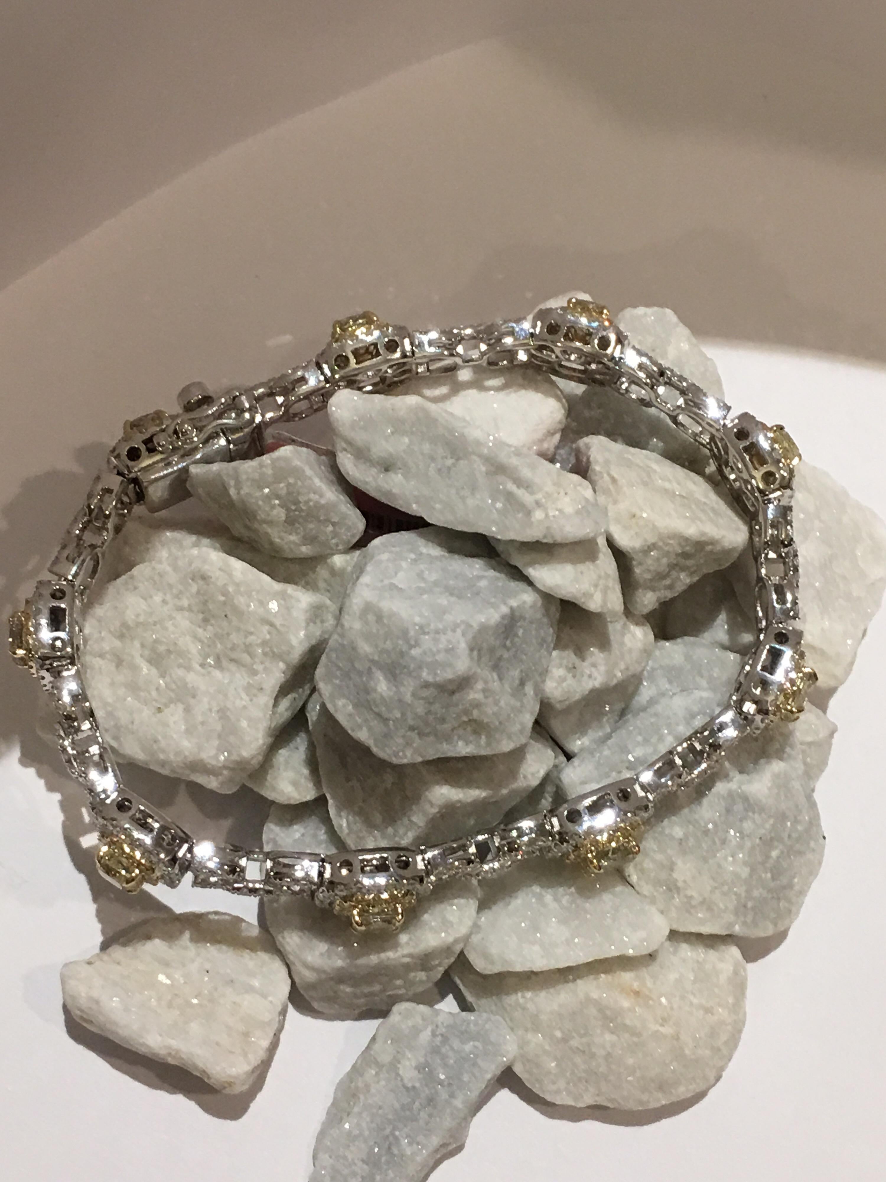 Natural Yellow and White Diamond Bracelet Set in 14 Karat Gold 2