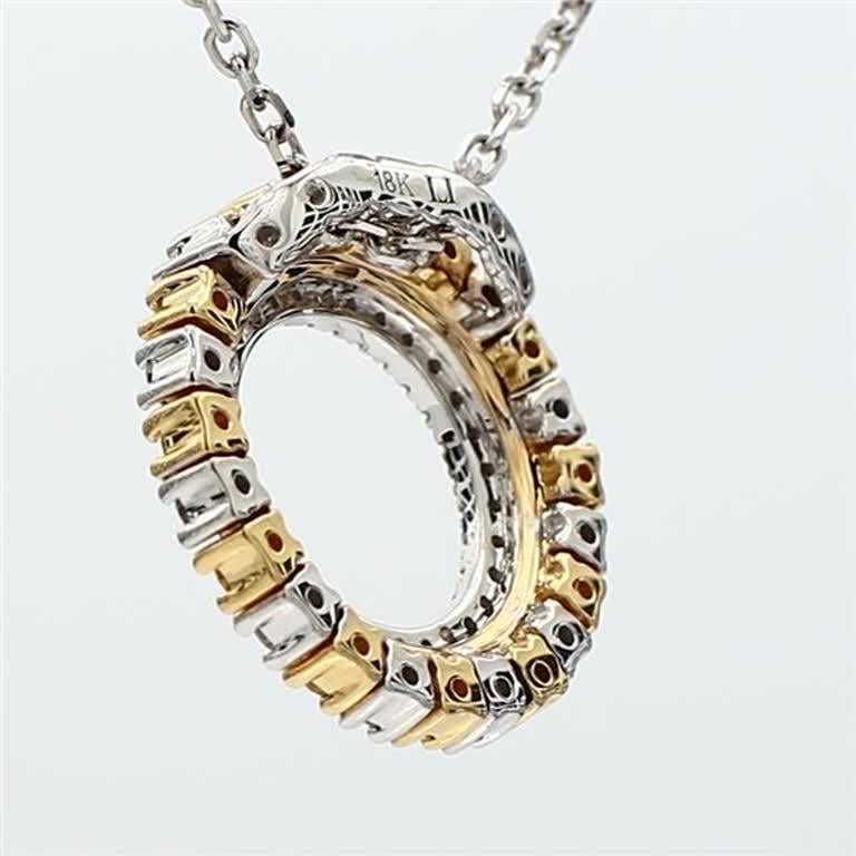 Contemporary Natural Yellow Round and White Diamond .52 Carat TW Gold Circle Pendant