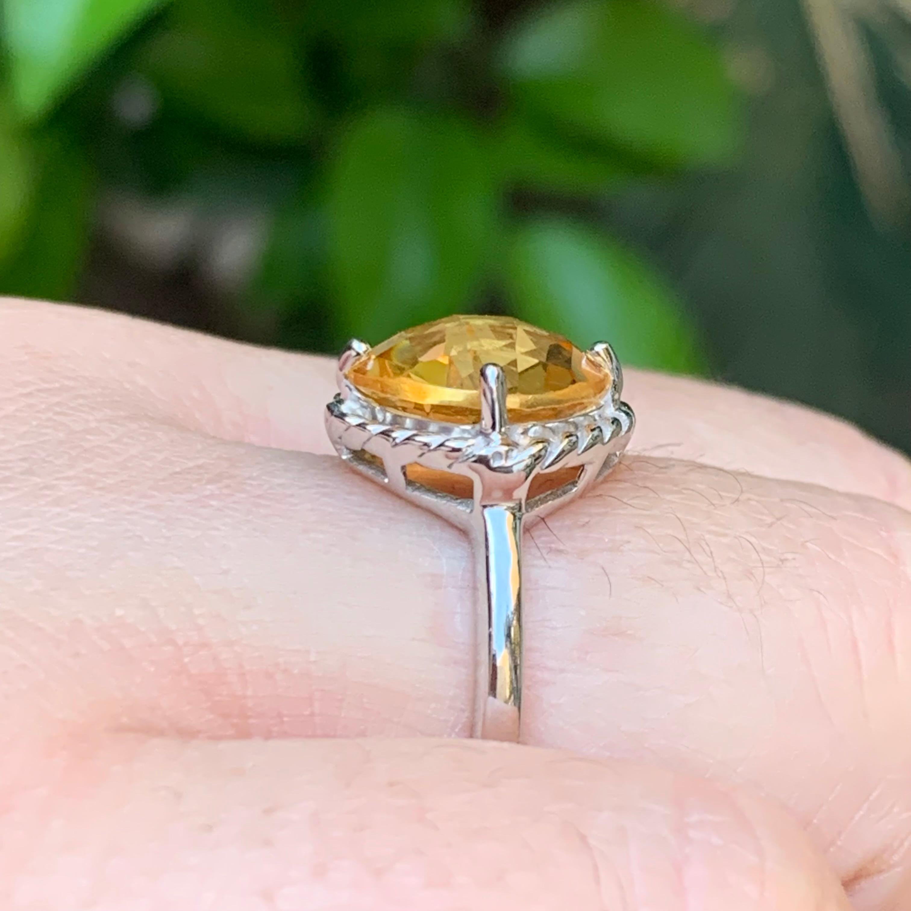 Bague ancienne taille coussin en argent 925 carats avec citrine jaune naturelle, taille 7 Neuf - En vente à Peshawar, PK