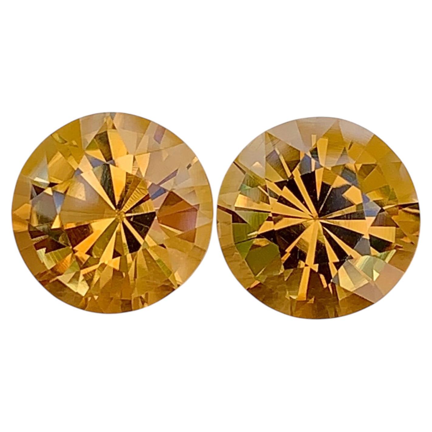 Natural Yellow Citrine Pair Gemstone 13.16 Carat – Golden Yellow Loose Citrine