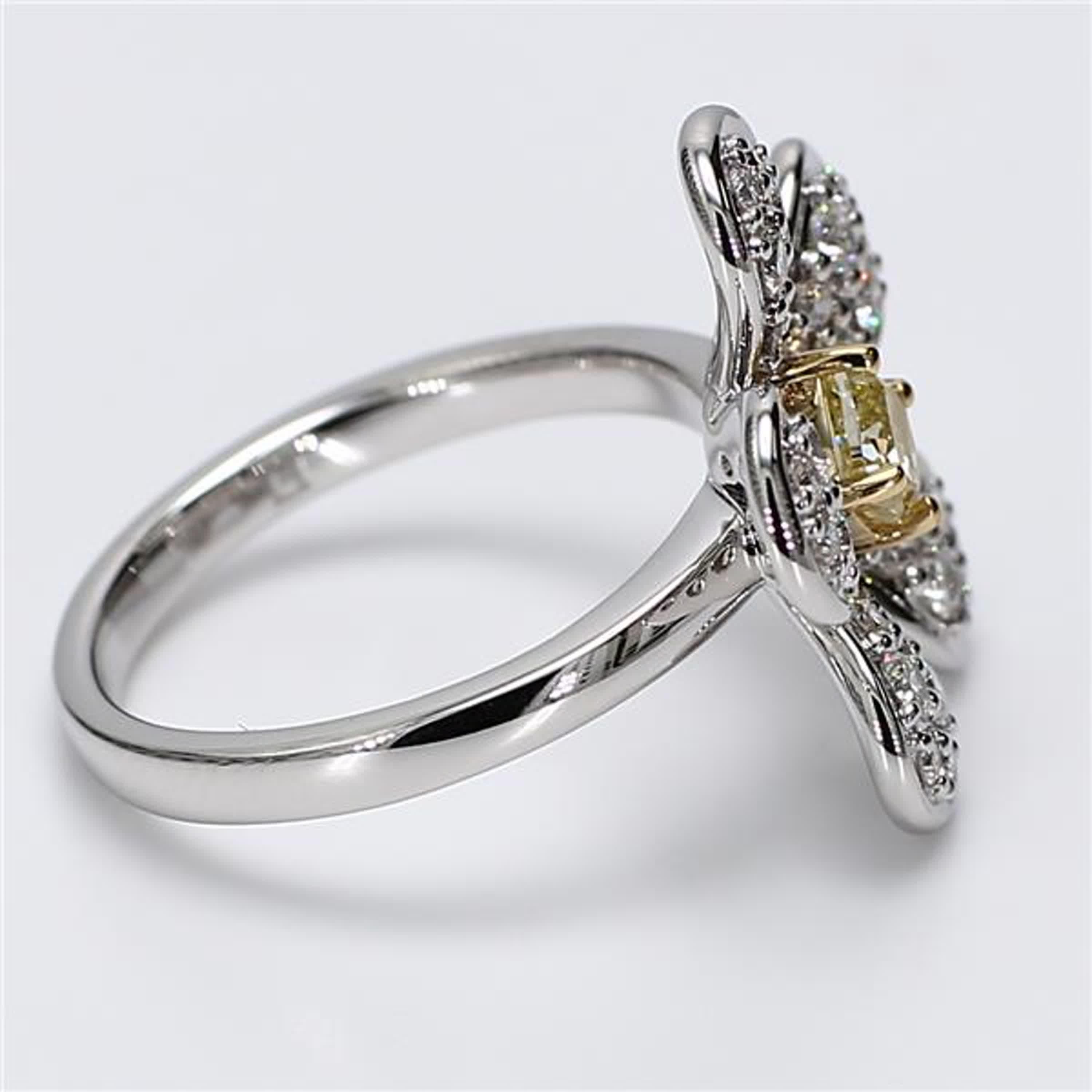 Women's Natural Yellow Cushion and White Diamond 1.01 Carat TW Gold Cocktail Ring