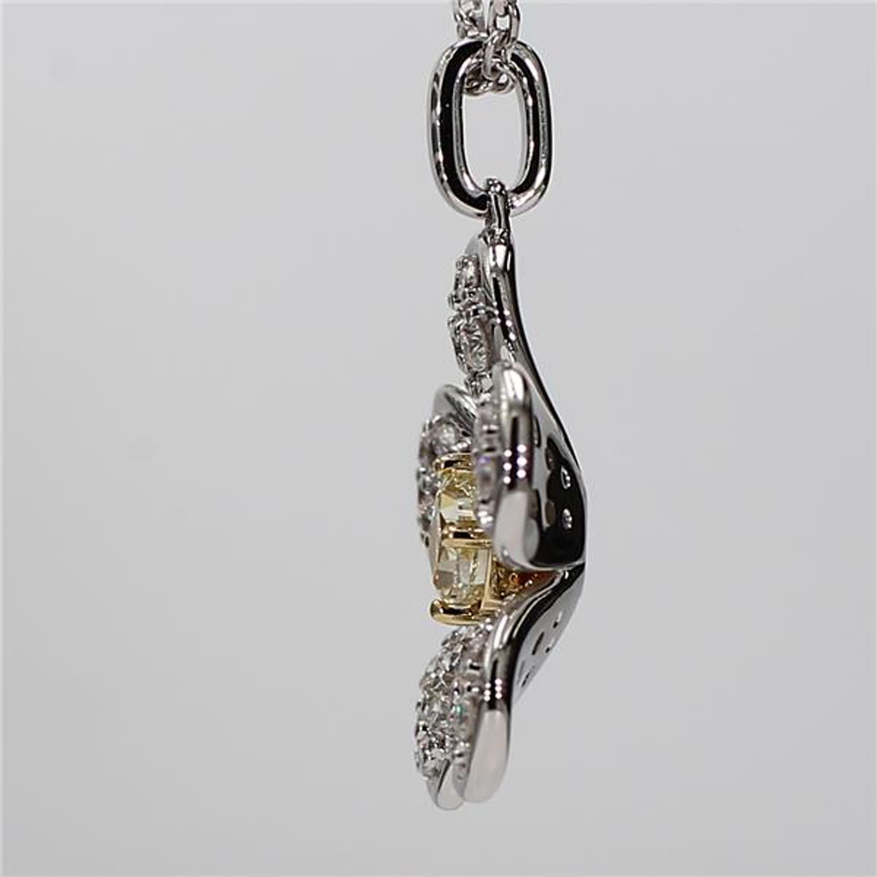 Contemporary Natural Yellow Cushion and White Diamond 1.02 Carat TW Gold Drop Pendant