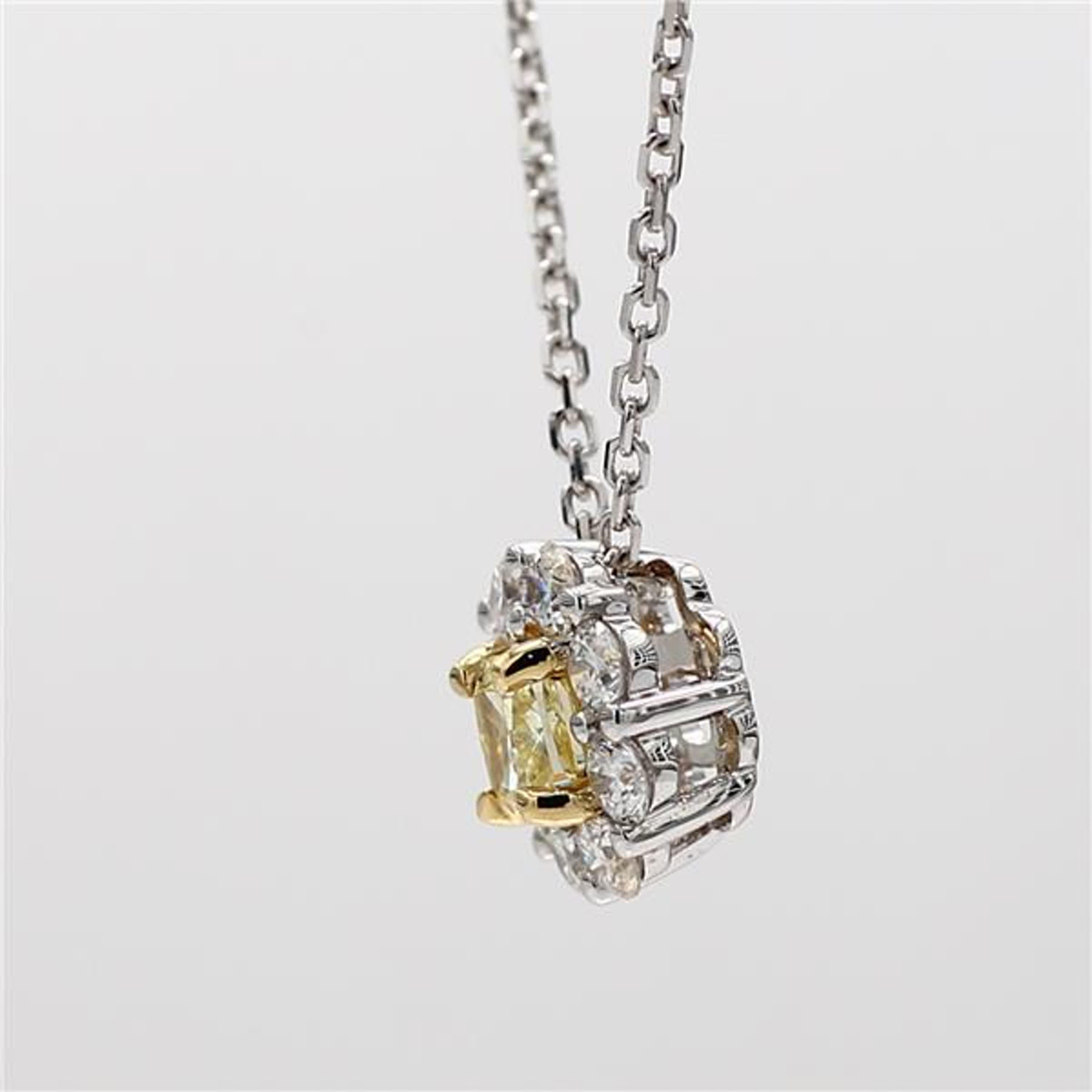 Contemporary Natural Yellow Cushion and White Diamond 1.08 Carat TW Gold Drop Pendant
