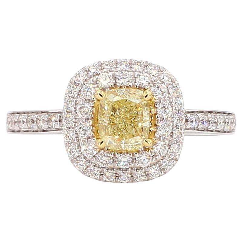 Anillo de cóctel de oro amarillo natural y diamante blanco de 1.10 quilates TW