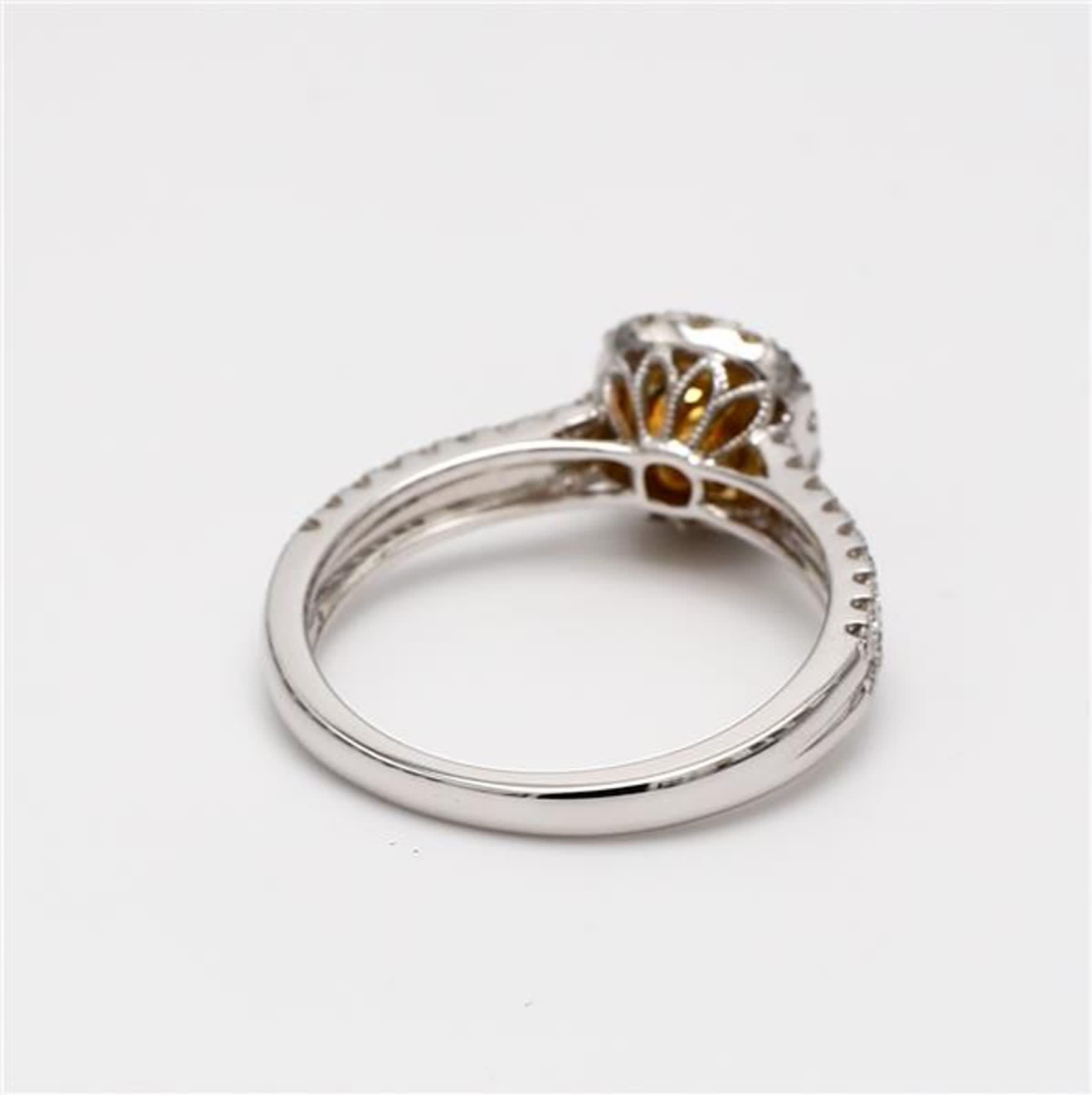 Contemporary Natural Yellow Cushion and White Diamond 1.11 Carat TW Gold Cocktail Ring