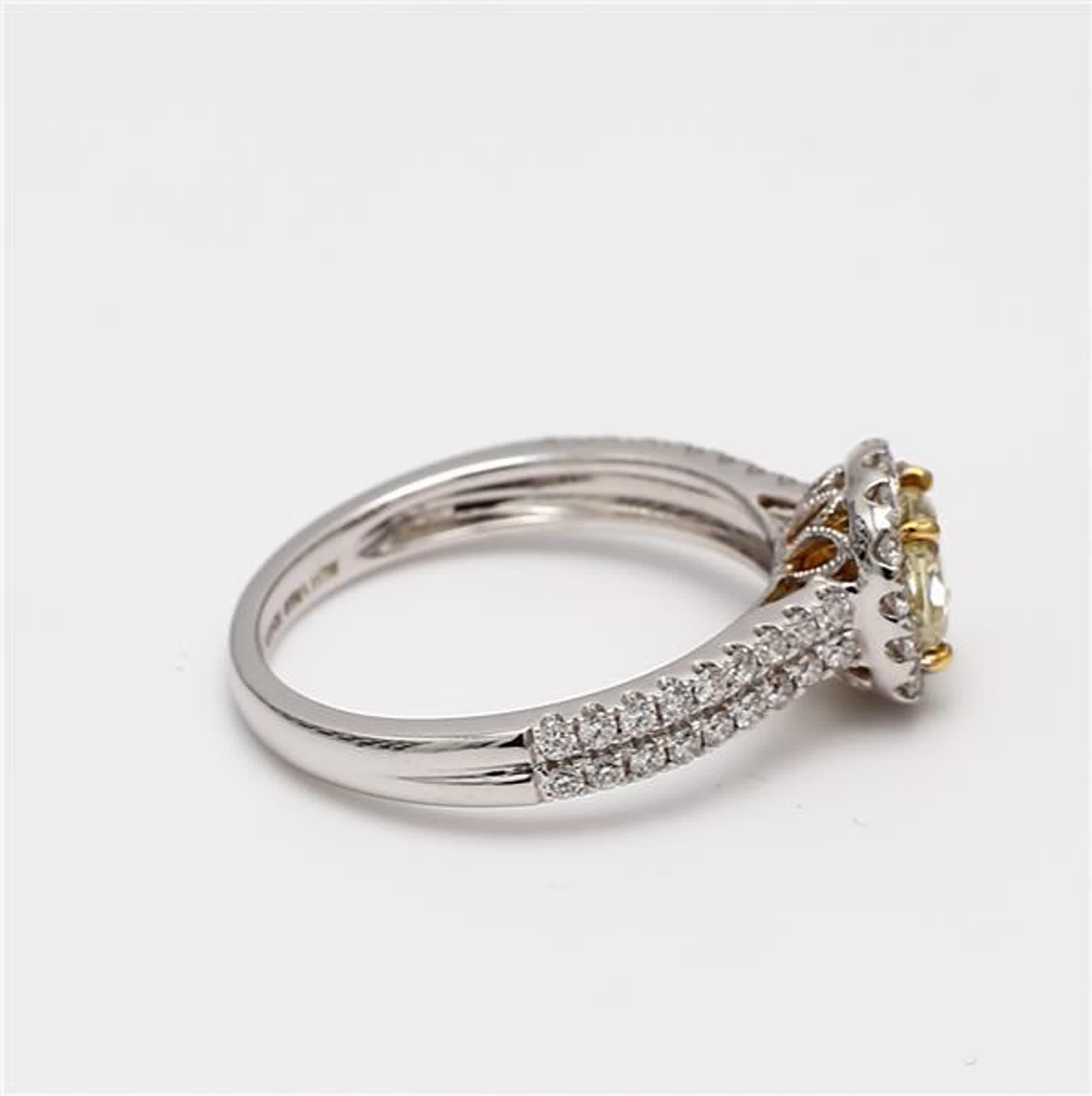 Cushion Cut Natural Yellow Cushion and White Diamond 1.11 Carat TW Gold Cocktail Ring
