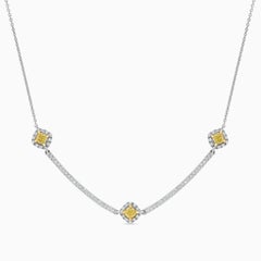 Natürlicher gelber Kissenschliff und weißer Diamant 1.11 Karat Tw Gold Tropfen-Halskette
